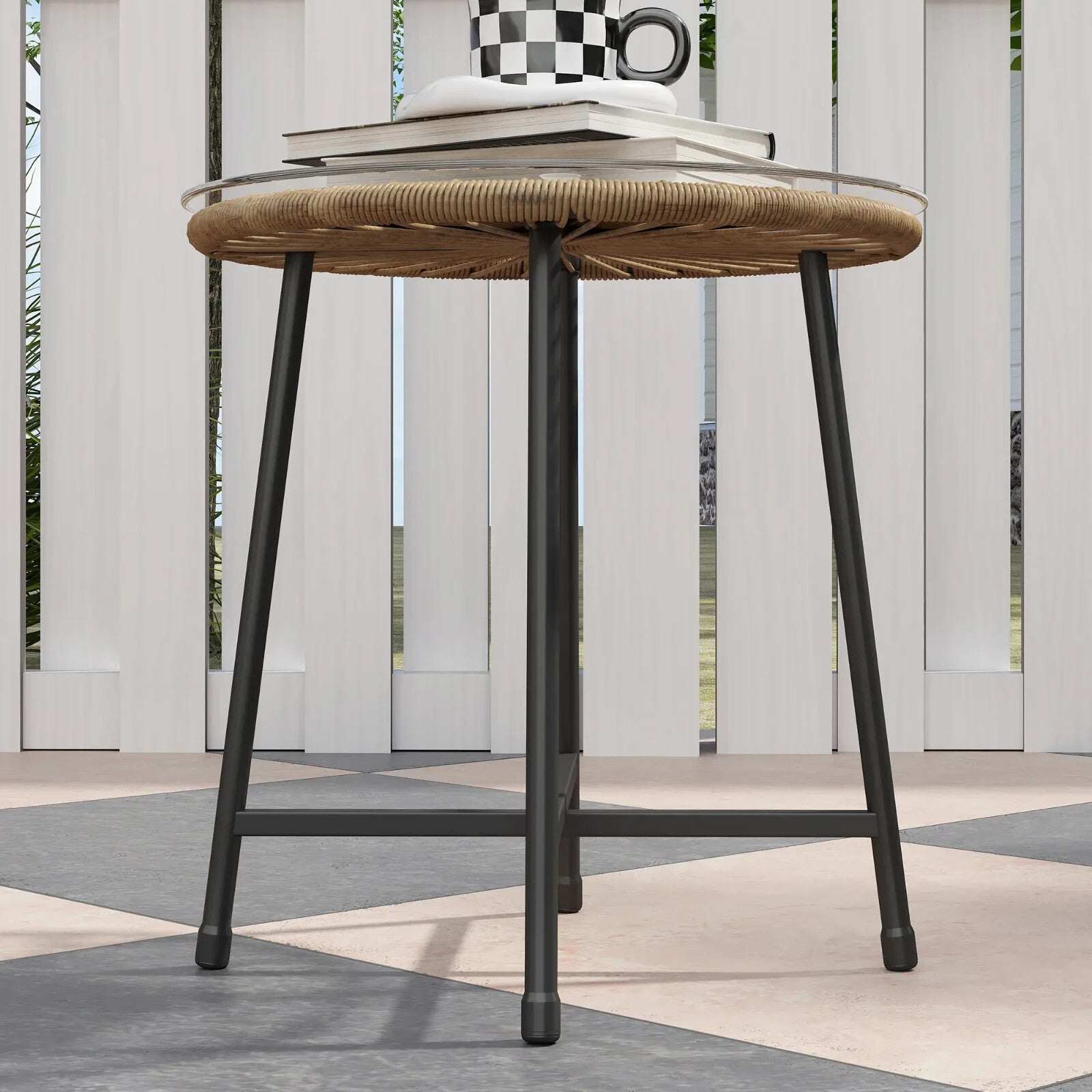 3 Piece Rattan Bistro Set Small Garden Chairs with Cushions and Glass Top Table - Home and Garden Furniture Shop - rustic - furniture