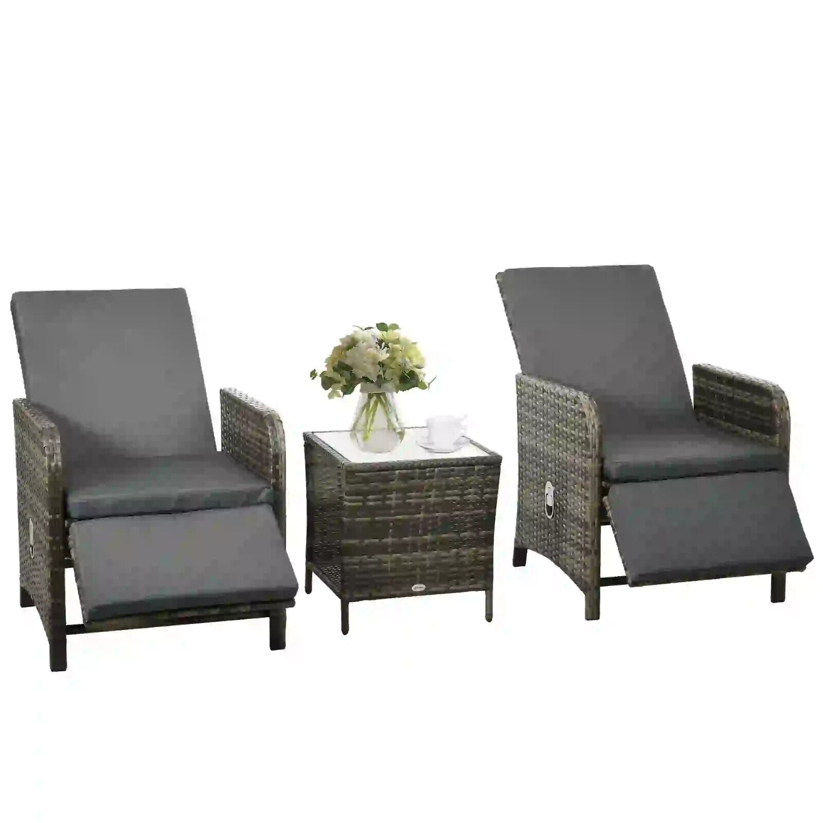 3 - Piece Rattan Bistro Set with Adjustable Backrests - Outdoor Garden Furniture - Home and Garden Furniture Shop - #rustic - furniture#