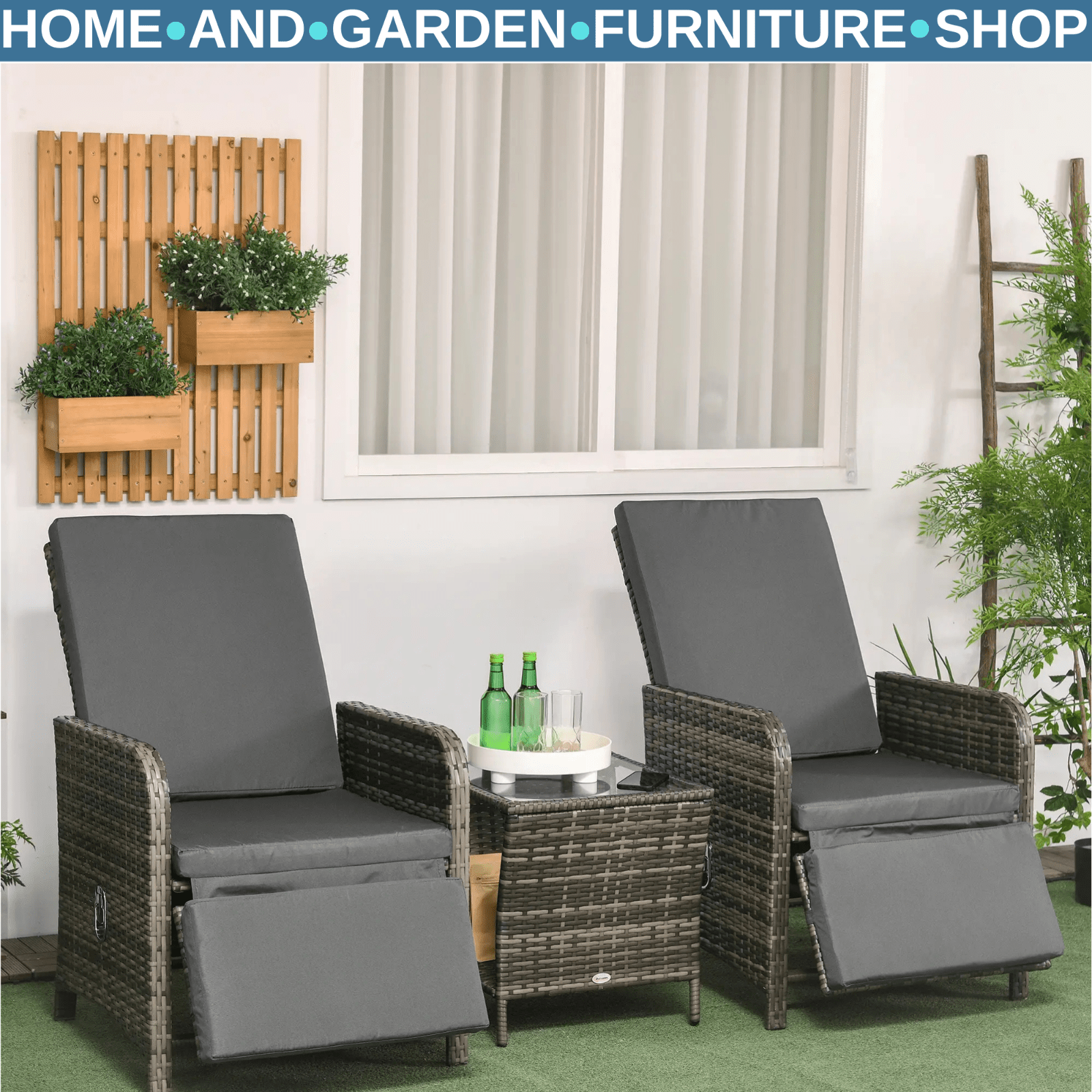 3 - Piece Rattan Bistro Set with Adjustable Backrests - Outdoor Garden Furniture - Home and Garden Furniture Shop - #rustic - furniture#