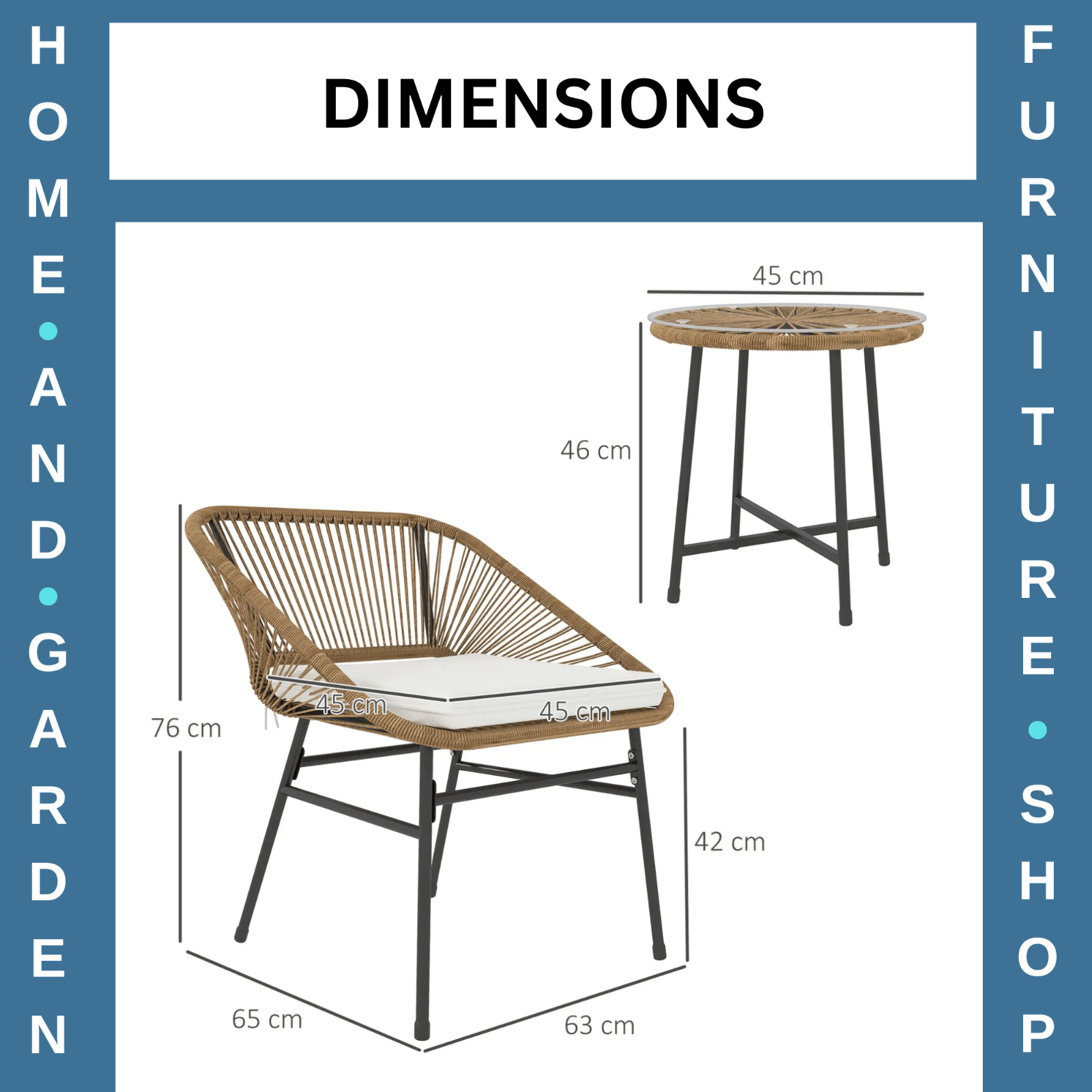 3 - Piece Rattan Bistro Set with Cushions & Table – Small Garden Furniture Natural - Home and Garden Furniture Shop - #rustic - furniture#