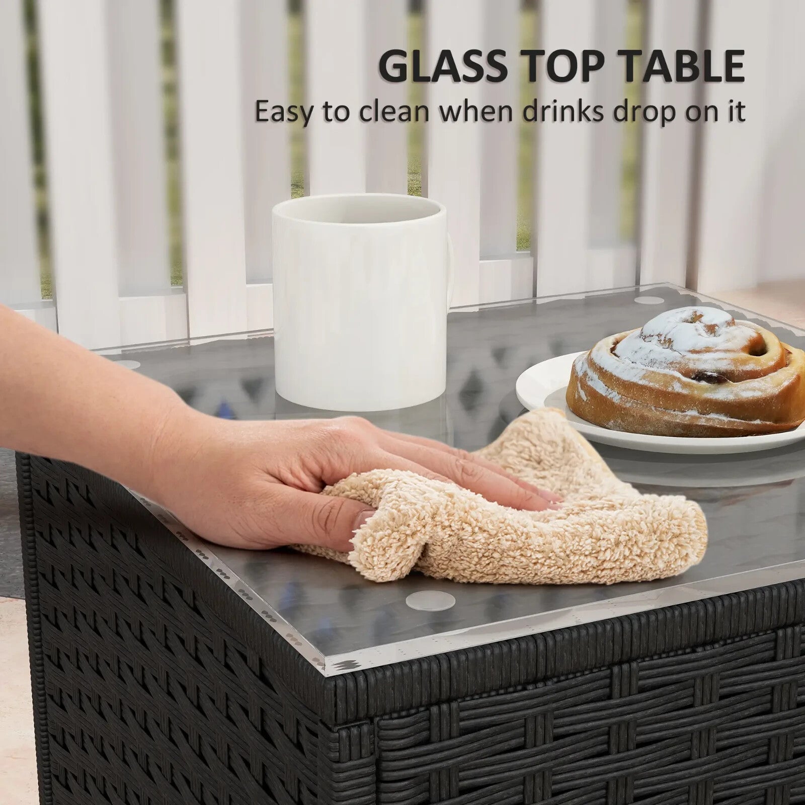 3 Piece Rattan Bistro Set with Rocking Chairs & Coffee Tabl Outdoor Garden Black - Home and Garden Furniture Shop - rustic - furniture