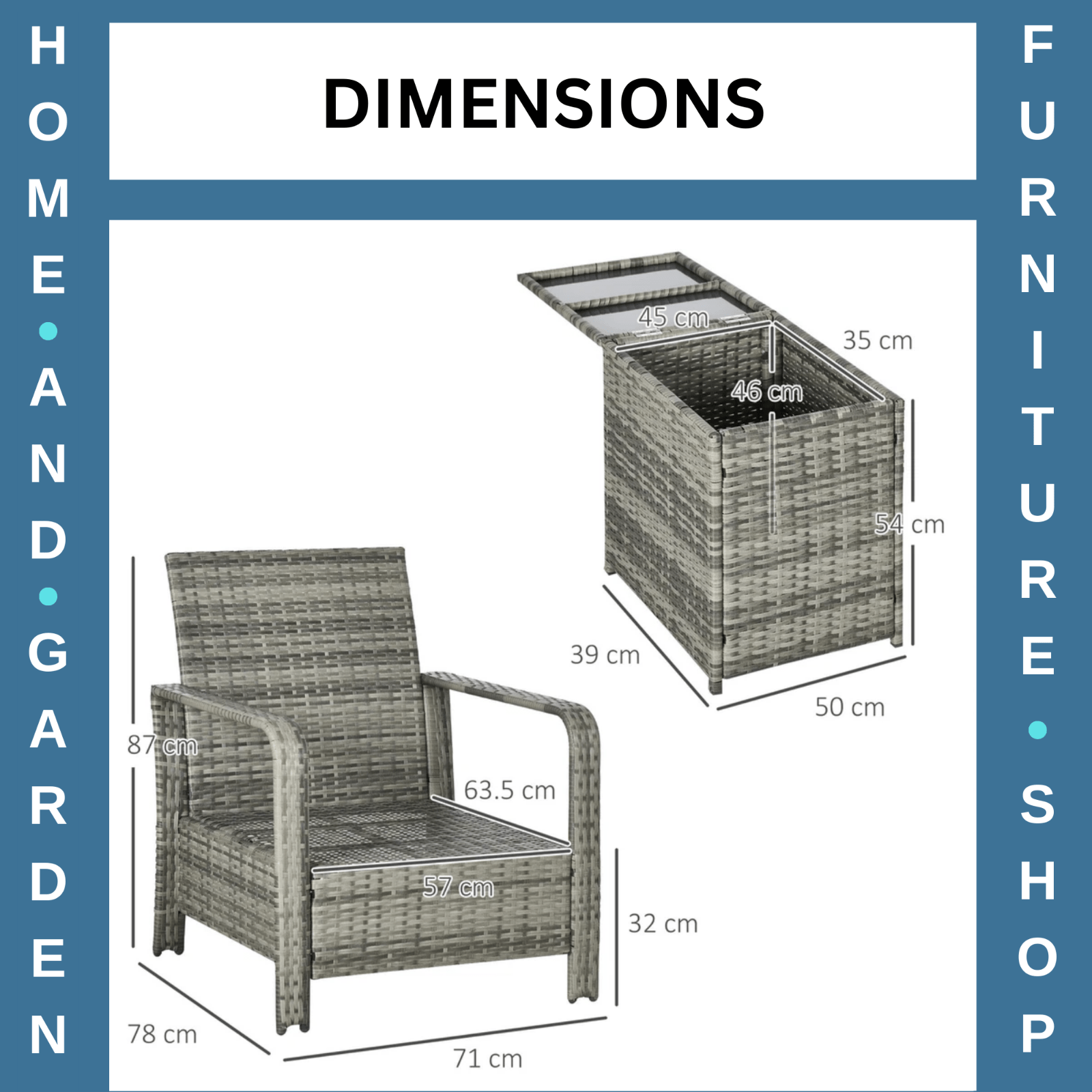 3 Piece Rattan Garden Bistro Set Patio Furniture Sofa with Storage Table & Chair - Home and Garden Furniture Shop - rustic - furniture
