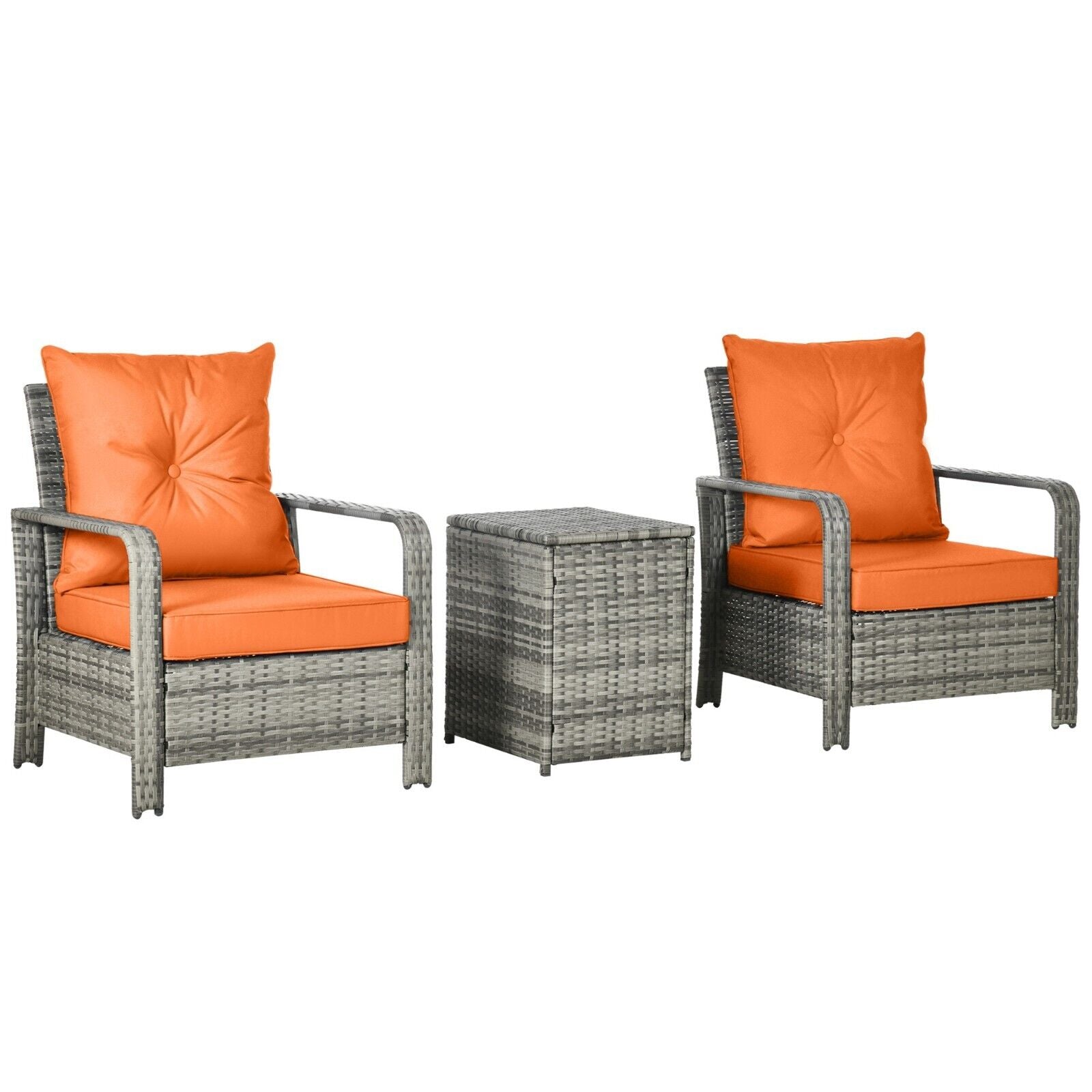 3 Piece Rattan Garden Bistro Set Patio Furniture Sofa with Storage Table & Chair - Home and Garden Furniture Shop - #rustic - furniture#