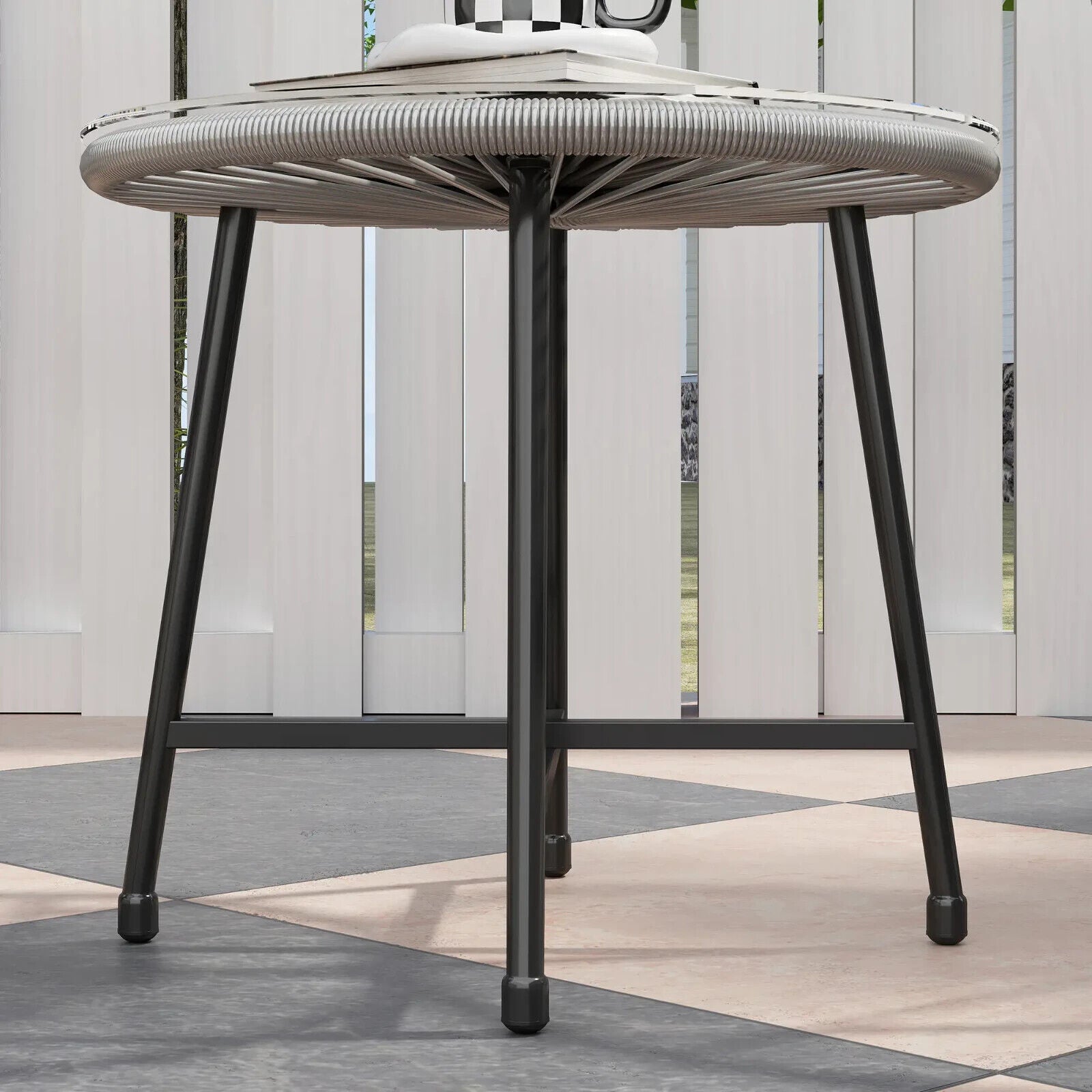 3 Piece Rattan Garden Bistro Set with Acapulco Chairs and Glass Top Table Grey - Home and Garden Furniture Shop - #rustic - furniture#