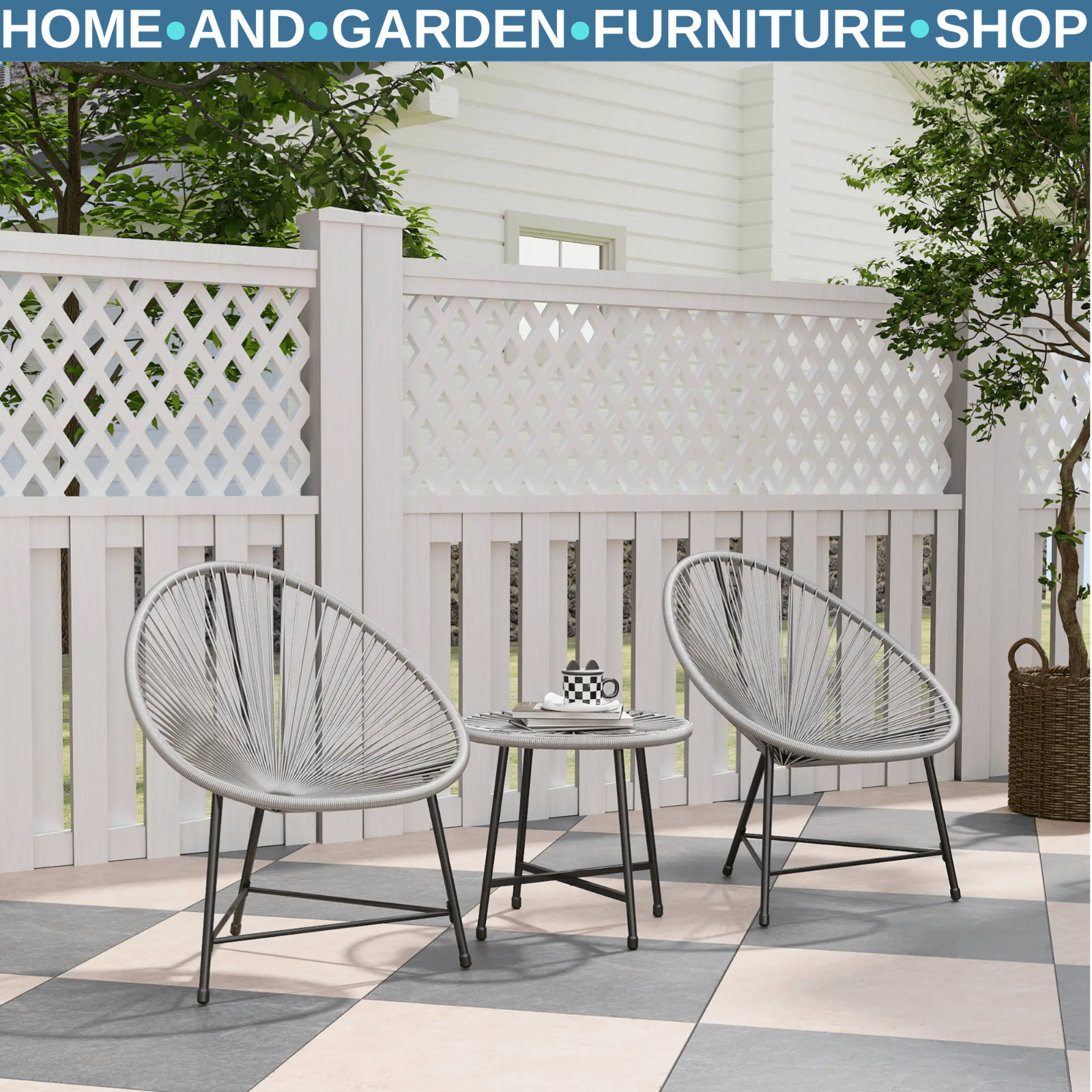 3 Piece Rattan Garden Bistro Set with Acapulco Chairs and Glass Top Table Grey - Home and Garden Furniture Shop - #rustic - furniture#