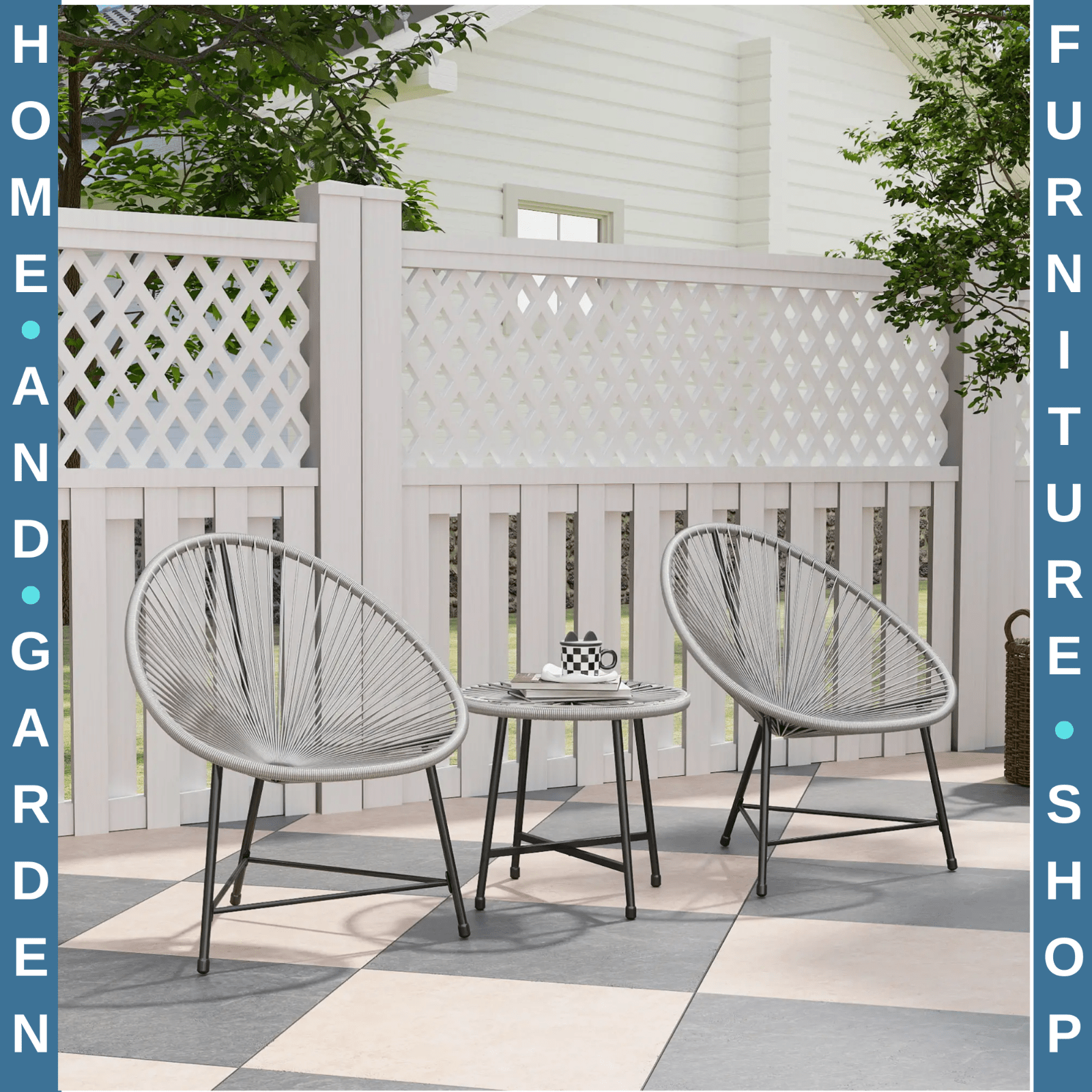 3 Piece Rattan Garden Bistro Set with Acapulco Chairs and Glass Top Table Grey - Home and Garden Furniture Shop - #rustic - furniture#