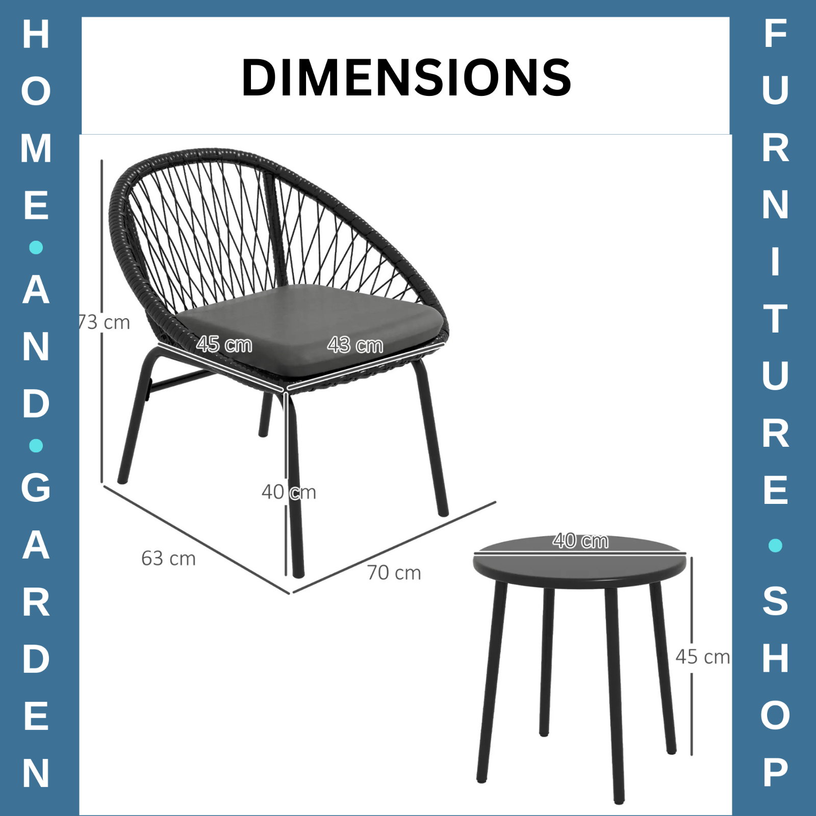 3 Piece Rattan Garden Bistro Set with Cushions 2 Armchairs & Round Coffee Table - Home and Garden Furniture Shop - #rustic - furniture#