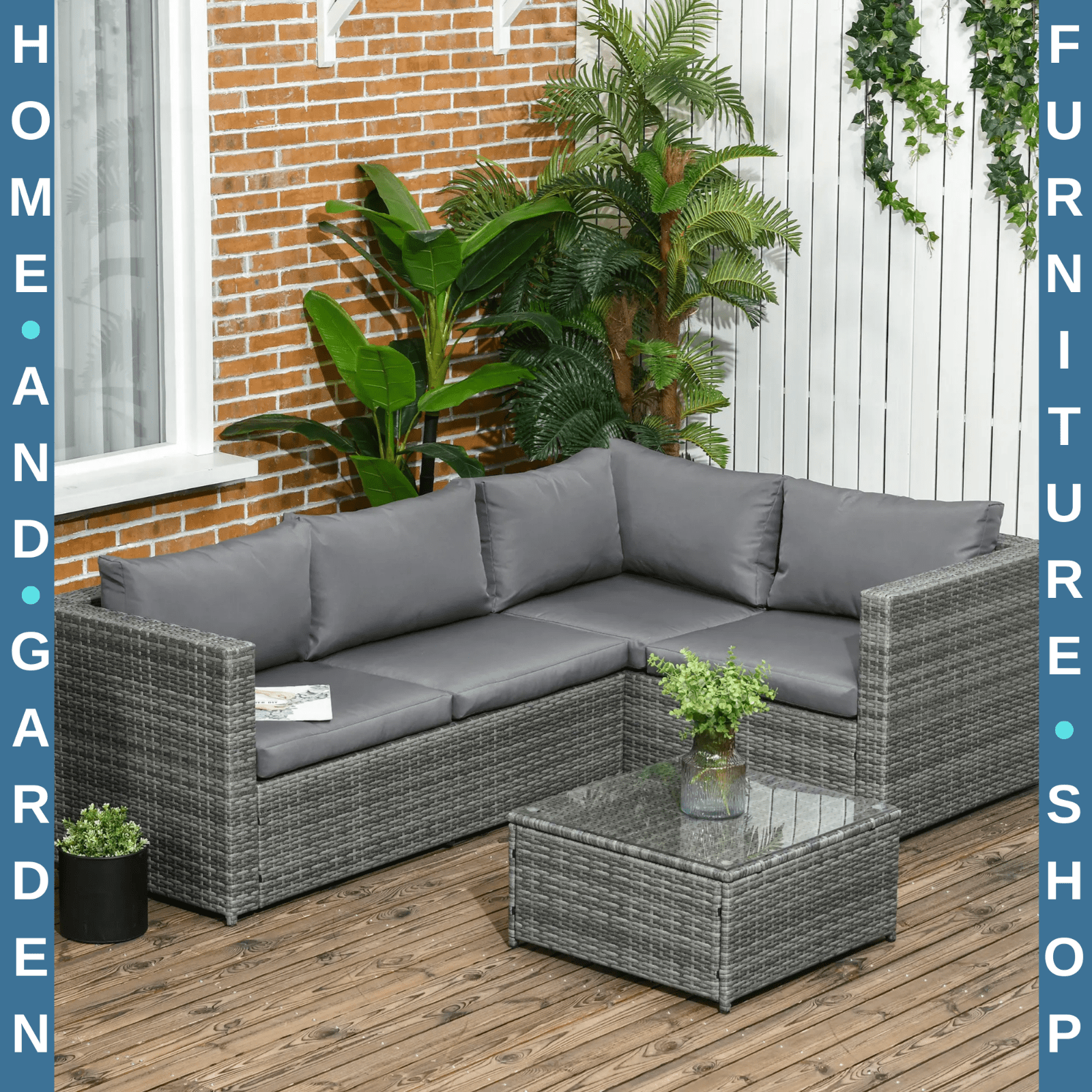 3 Piece Rattan Garden Furniture Set with 4 Seater Corner Sofa and Coffee Table - Home and Garden Furniture Shop - rustic - furniture
