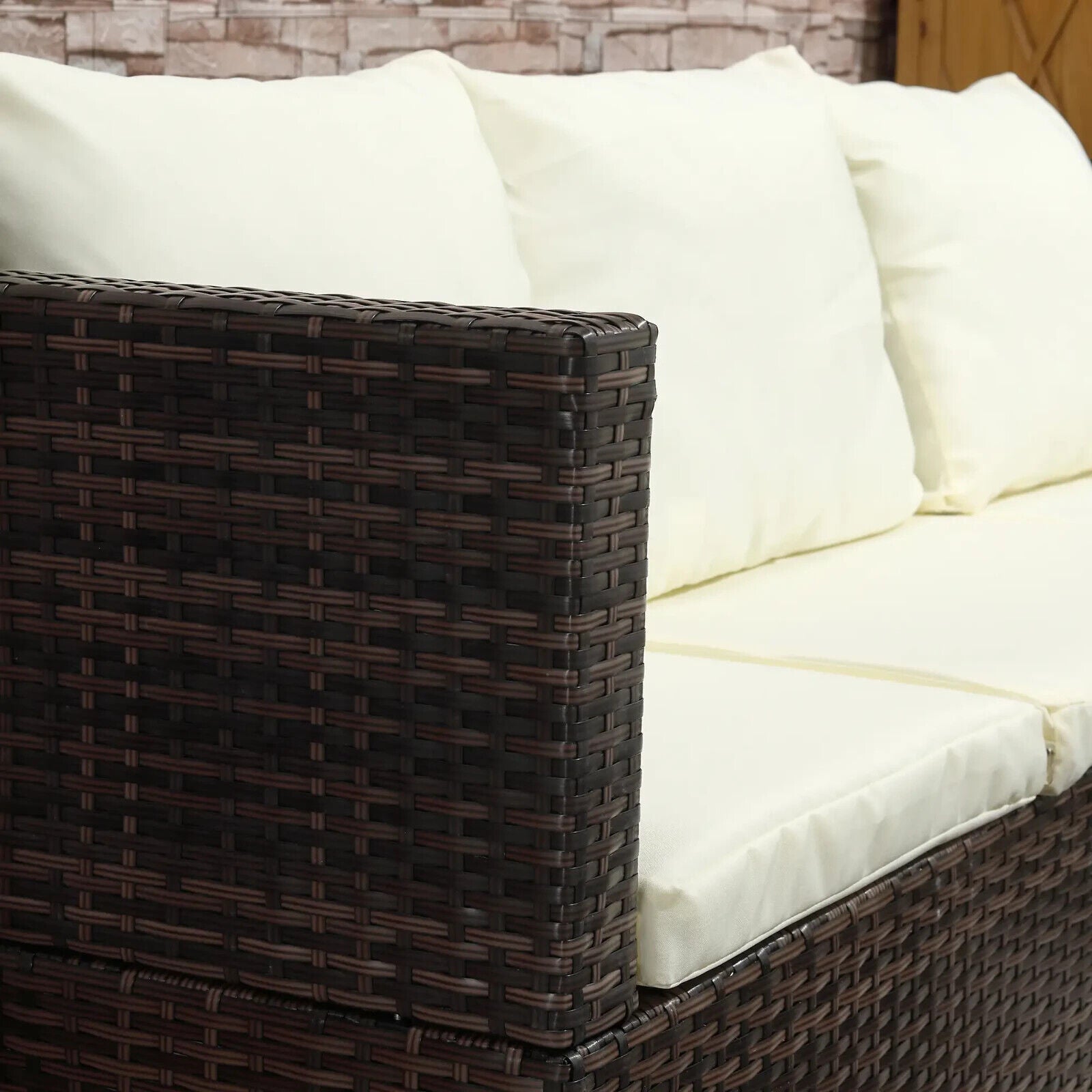 3 Piece Rattan Garden Furniture Sofa Set with Storage Coffee Table Sun Lounger - Home and Garden Furniture Shop - #rustic - furniture#