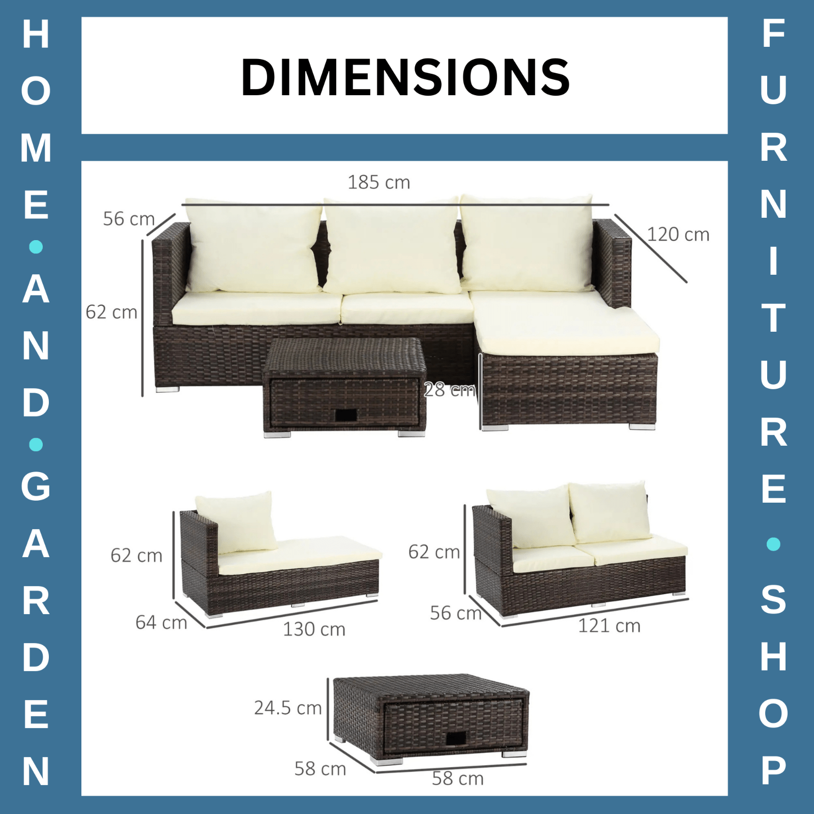 3 Piece Rattan Garden Furniture Sofa Set with Storage Coffee Table Sun Lounger - Home and Garden Furniture Shop - #rustic - furniture#