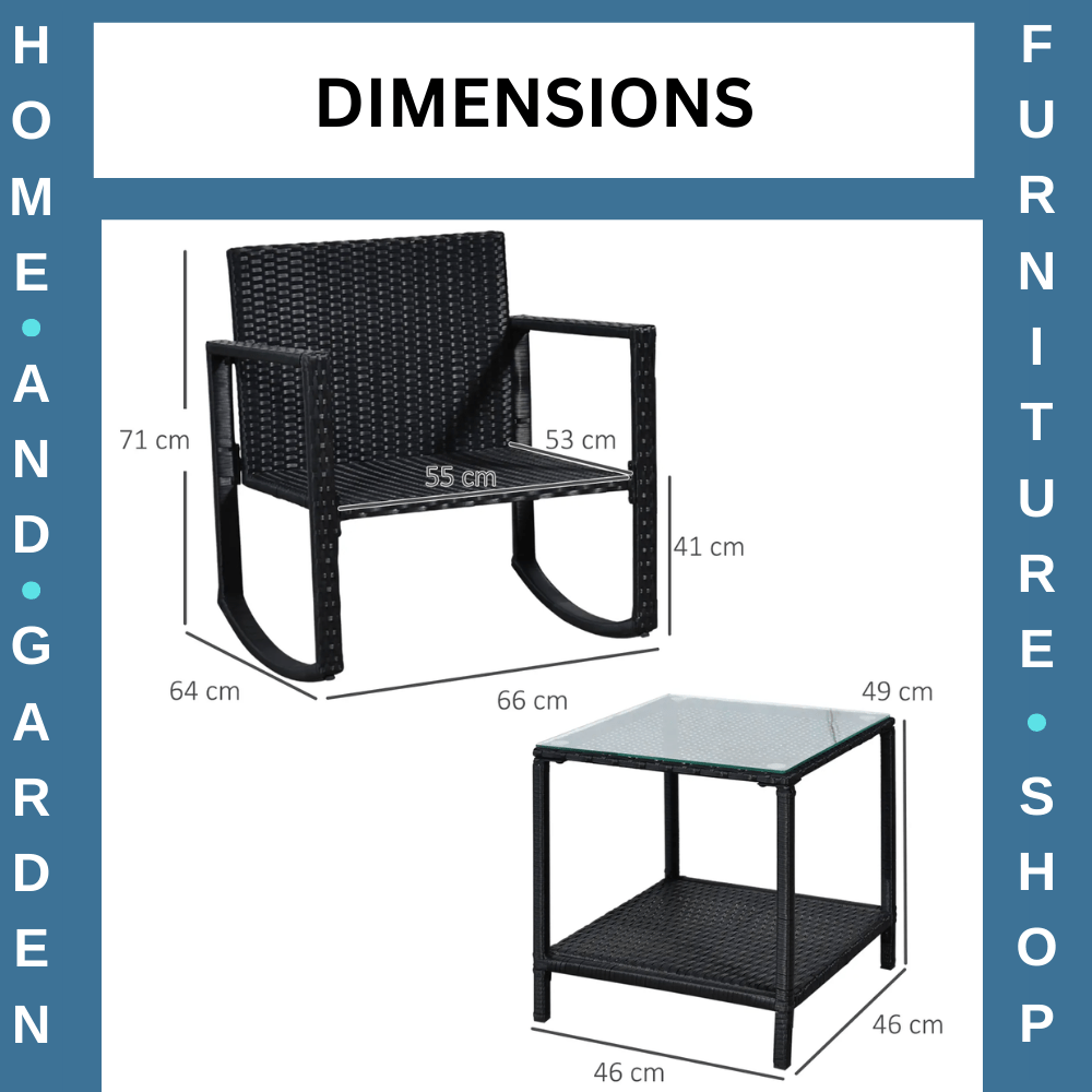 3 - Piece Rattan Garden Rocking Chair Set with Cushions and Glass Top Table - Home and Garden Furniture Shop - #rustic - furniture#