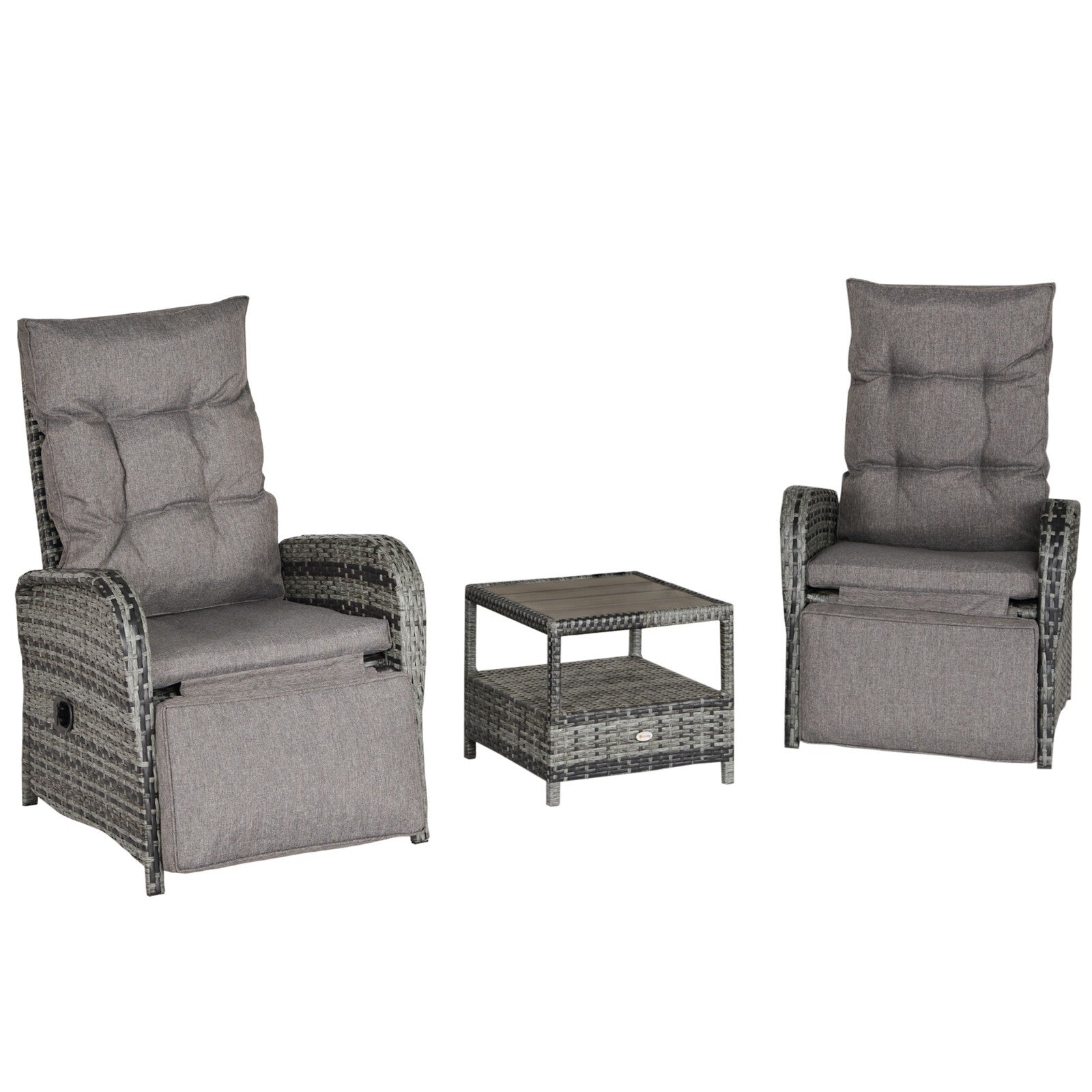 3 - Piece Rattan Sofa Set Patio Furniture with Cushions & Chaise Longue Mixed Grey - Home and Garden Furniture Shop - rustic - furniture