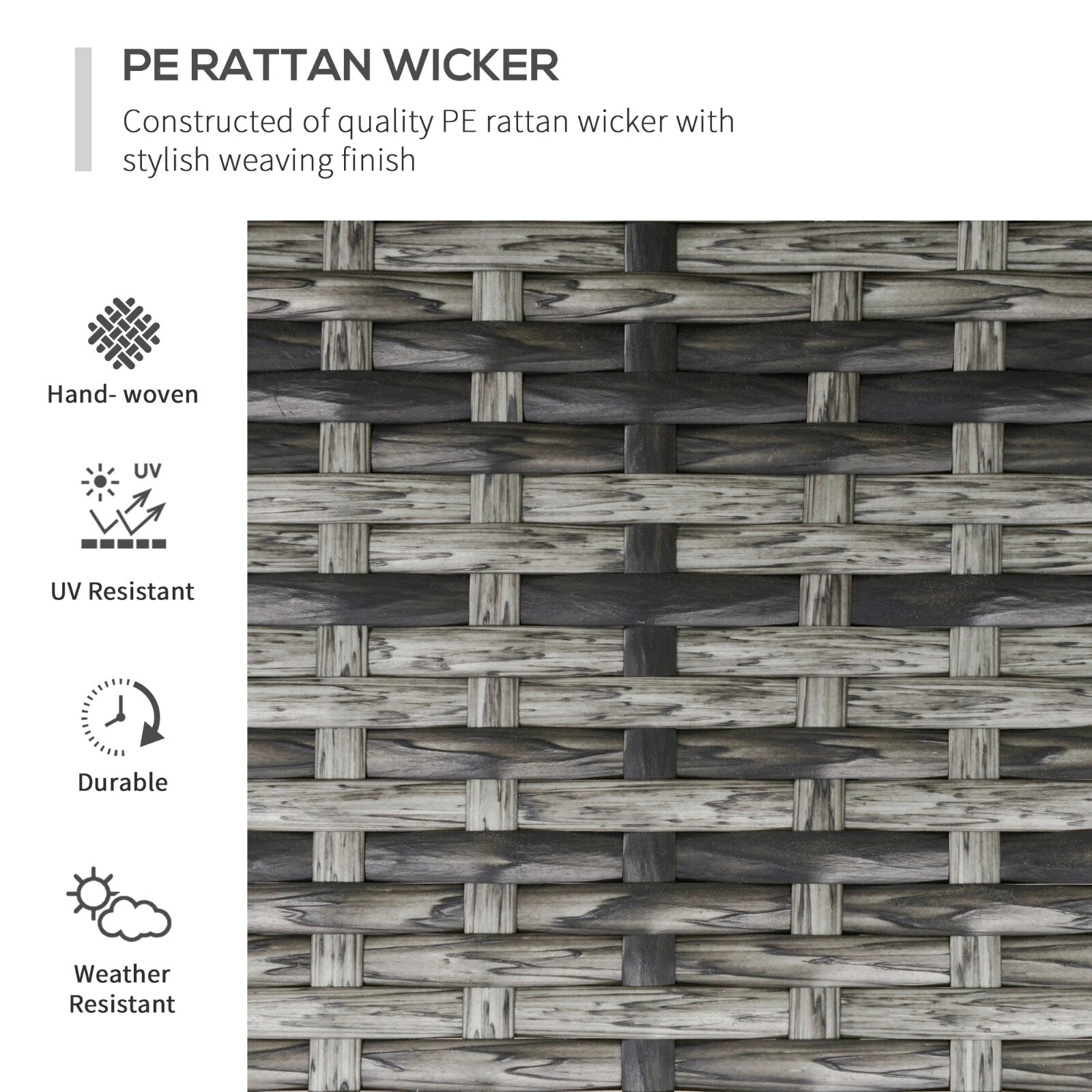 3 - Piece Rattan Sofa Set Patio Furniture with Cushions & Chaise Longue Mixed Grey - Home and Garden Furniture Shop - rustic - furniture