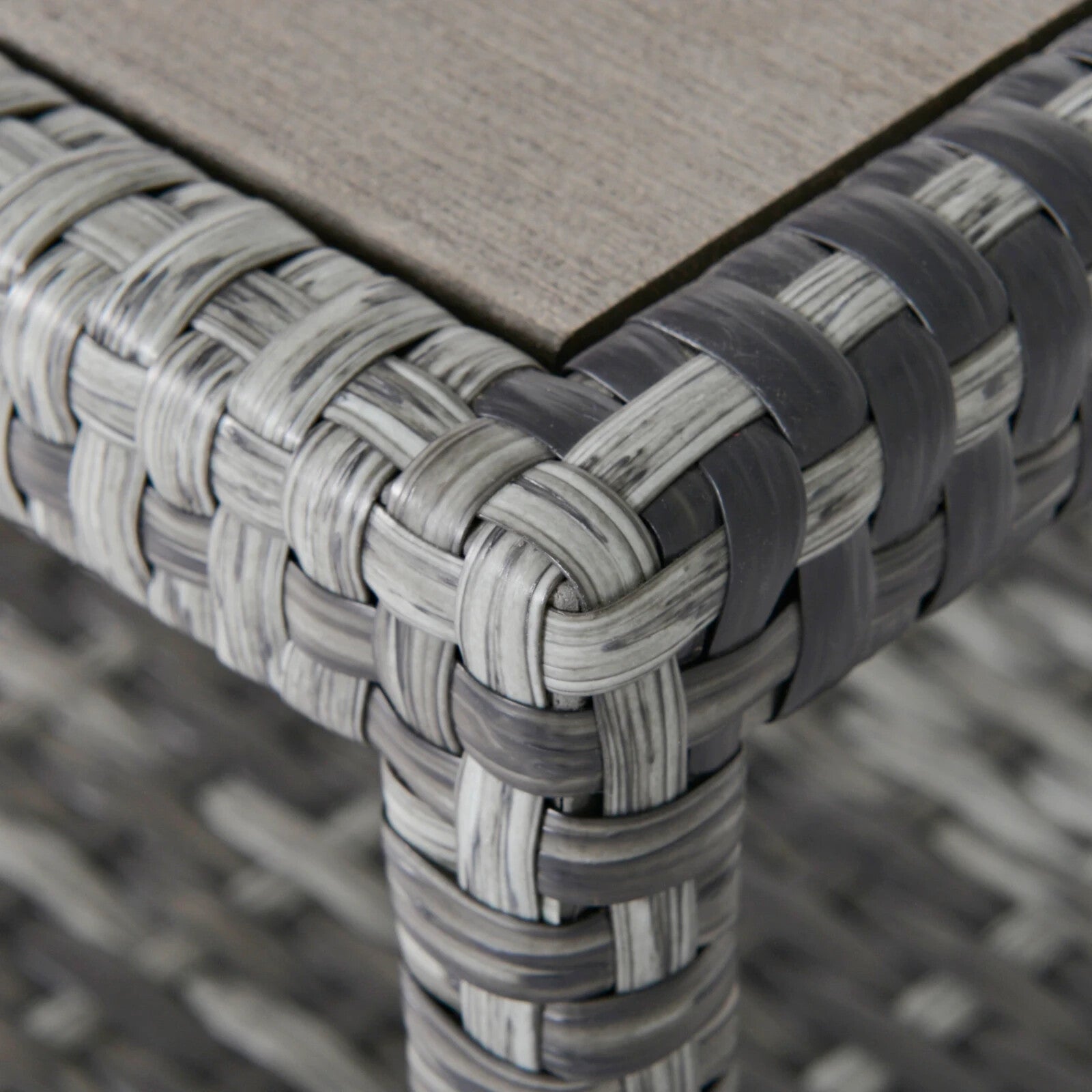 3 - Piece Rattan Sofa Set Patio Furniture with Cushions & Chaise Longue Mixed Grey - Home and Garden Furniture Shop - rustic - furniture