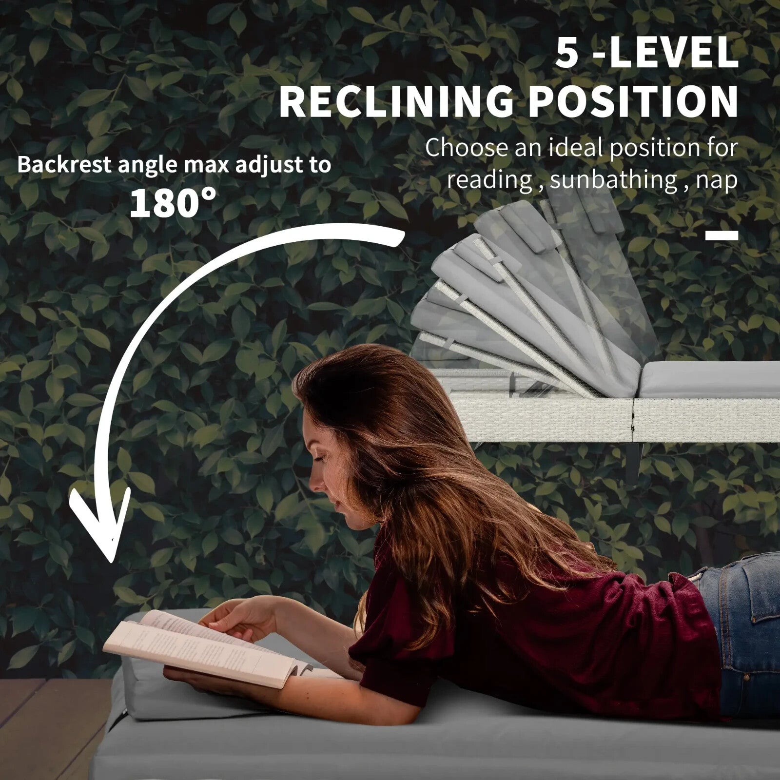 3 Piece Rattan Sun Lounger Set With Adjustable Recliner Chaise Lounge And Table - Home and Garden Furniture Shop - rustic - furniture