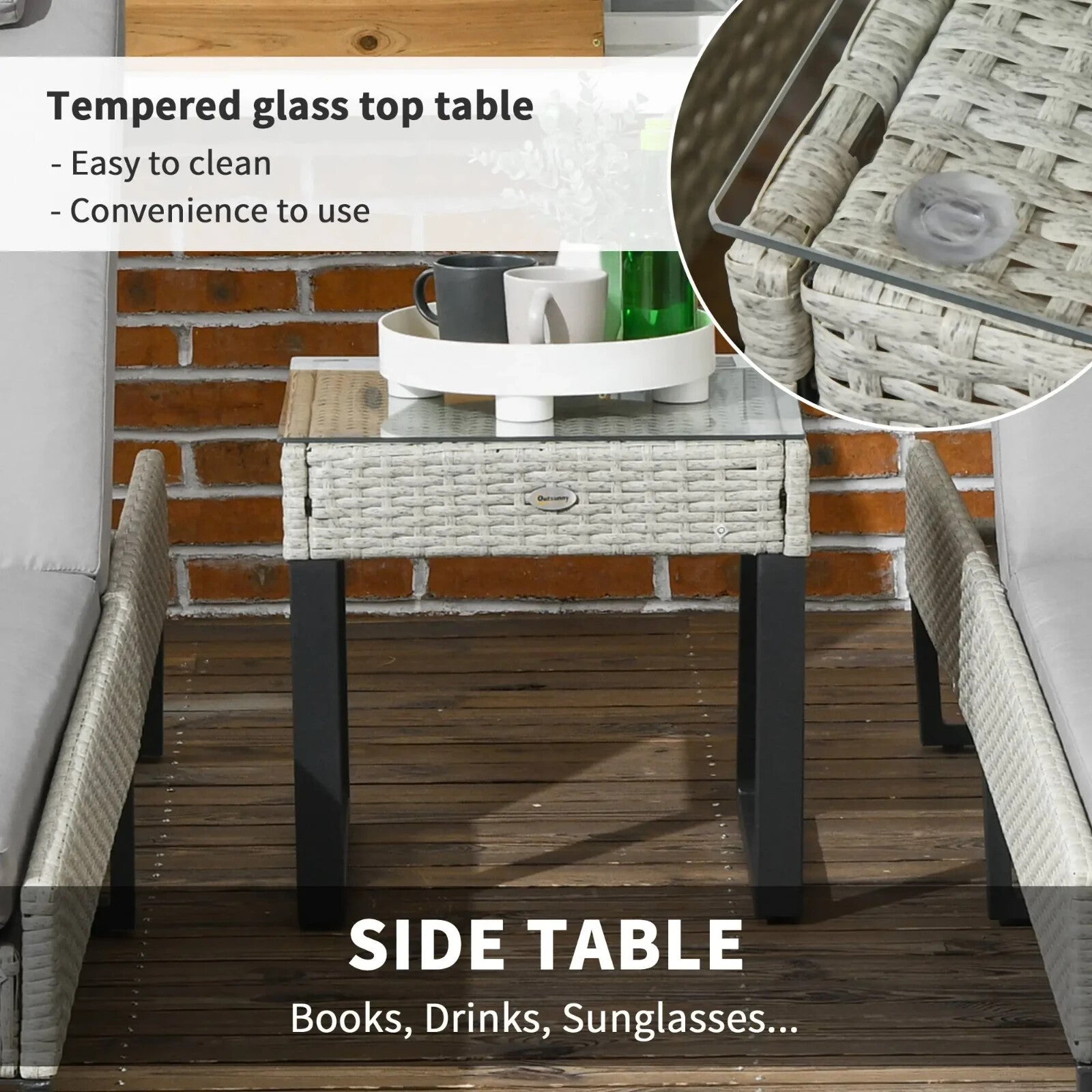 3 Piece Rattan Sun Lounger Set With Adjustable Recliner Chaise Lounge And Table - Home and Garden Furniture Shop - rustic - furniture