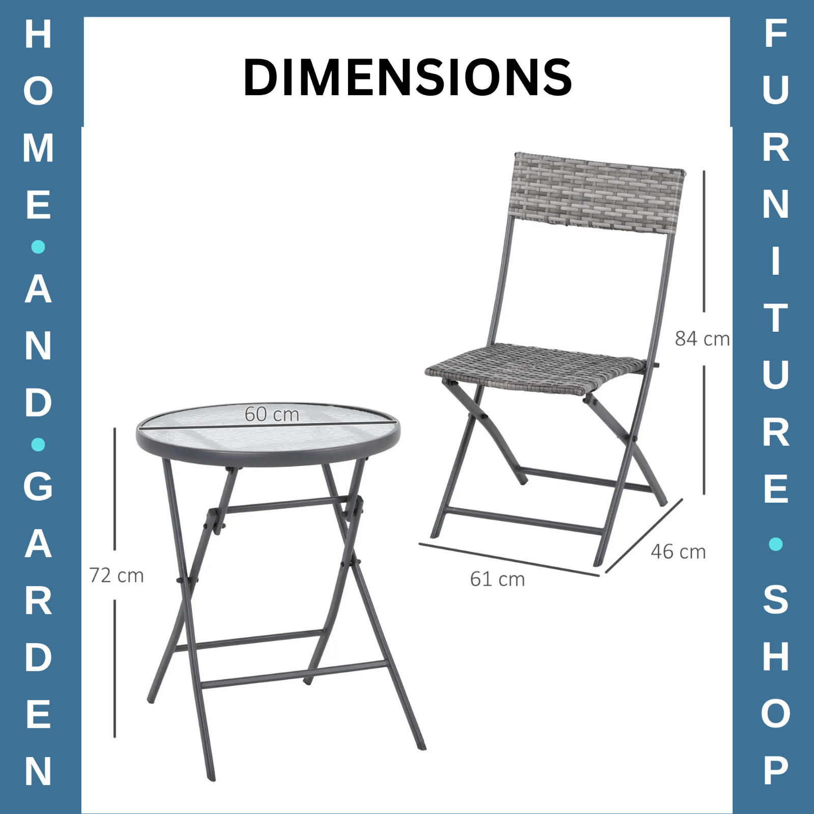 3 - Piece Wicker Bistro Set – Foldable Patio Table and Chairs for Outdoor Use - Home and Garden Furniture Shop - rustic - furniture