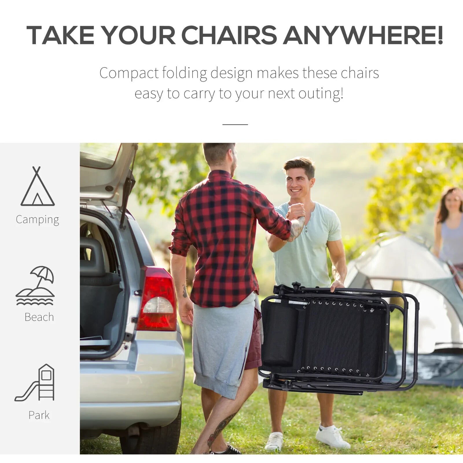 3 Pieces Folding Zero Gravity Chairs with Side Table Outdoor Garden Recliner Set - Home and Garden Furniture Shop - rustic - furniture