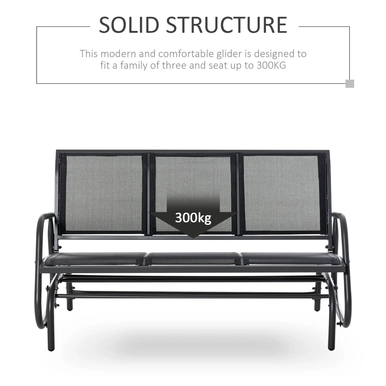 3 Seat Glider Rocking Chair Garden Bench Patio Furniture Texteline Fabric Seat - Home and Garden Furniture Shop - rustic - furniture