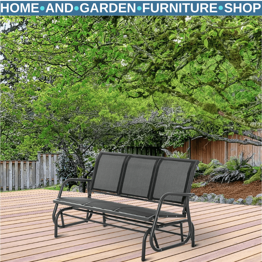 3 Seater Garden Glider Rocking Chair Bench Patio Furniture with Texteline Seat - Home and Garden Furniture Shop - #rustic - furniture#