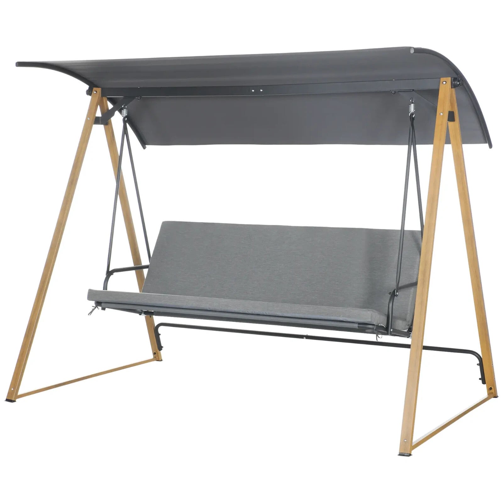 3 Seater Garden Swing Bench Adjustable Canopy Cushioned Seat Heavy Duty Swing - Home and Garden Furniture Shop - rustic - furniture