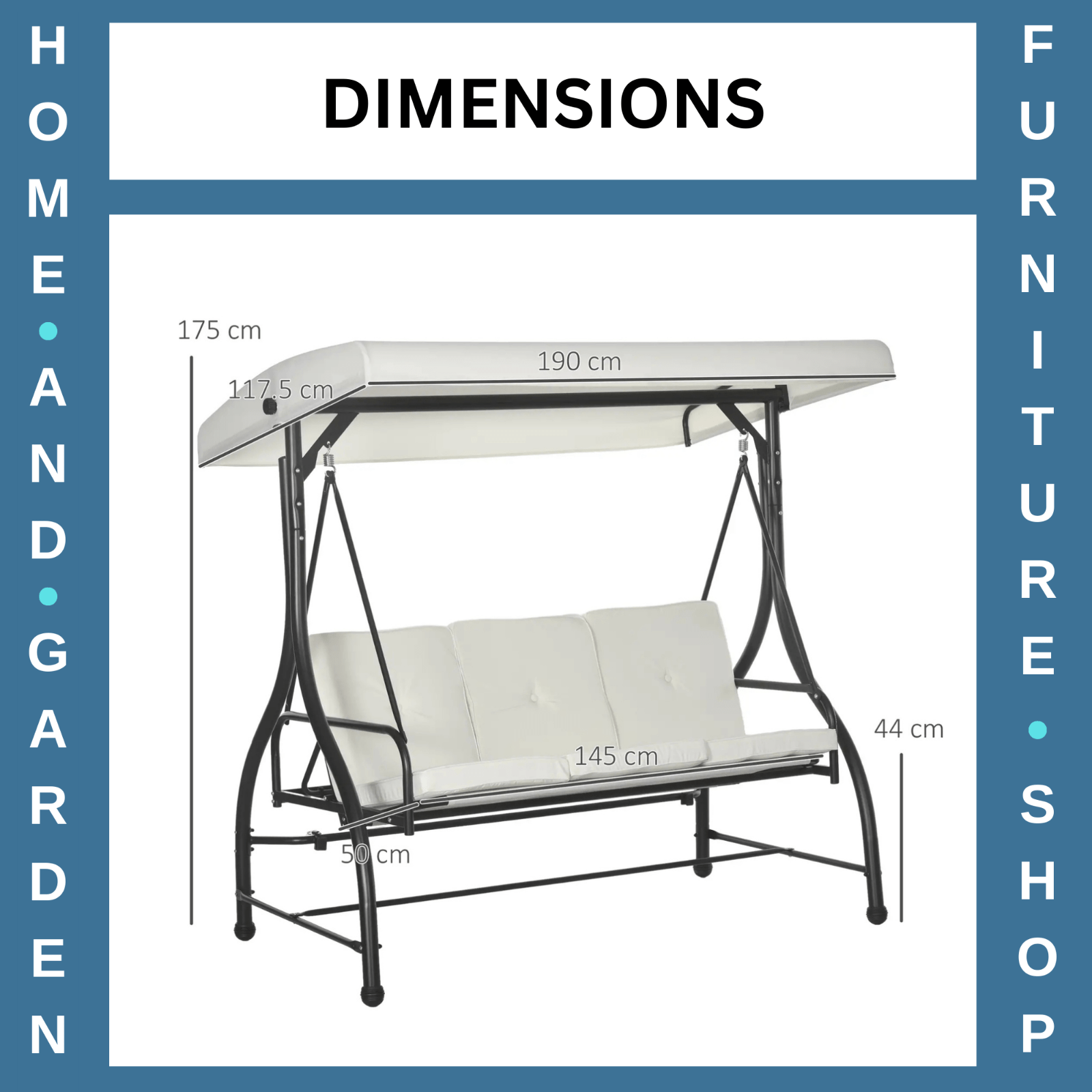 3 Seater Garden Swing Chair Bed 2 in 1 with Adjustable Canopy and Metal Frame - Home and Garden Furniture Shop - rustic - furniture