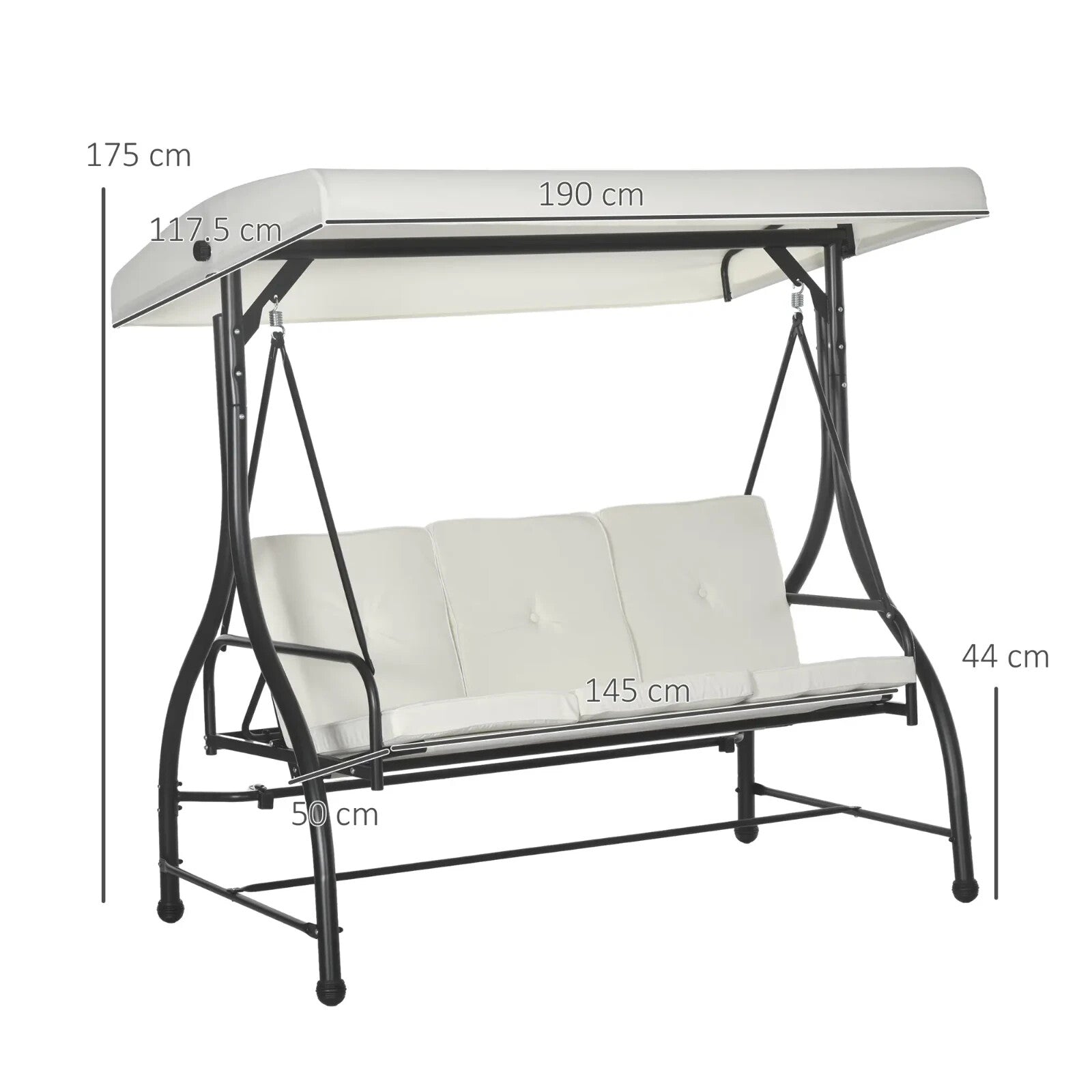 3 Seater Garden Swing Chair Bed 2 in 1 with Adjustable Canopy and Metal Frame - Home and Garden Furniture Shop - rustic - furniture
