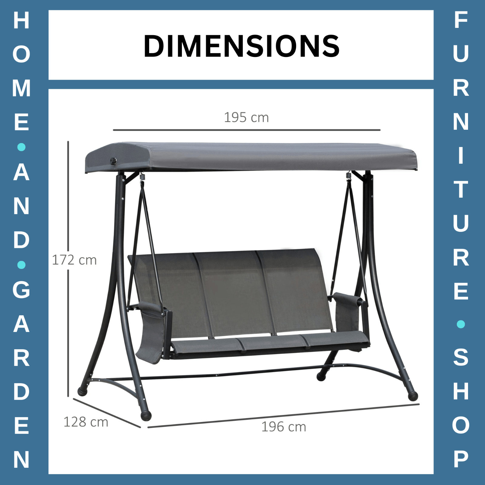 3 Seater Garden Swing Seat w/ High Back Adjustable Canopy and Side Storage Pouch - Home and Garden Furniture Shop - rustic - furniture