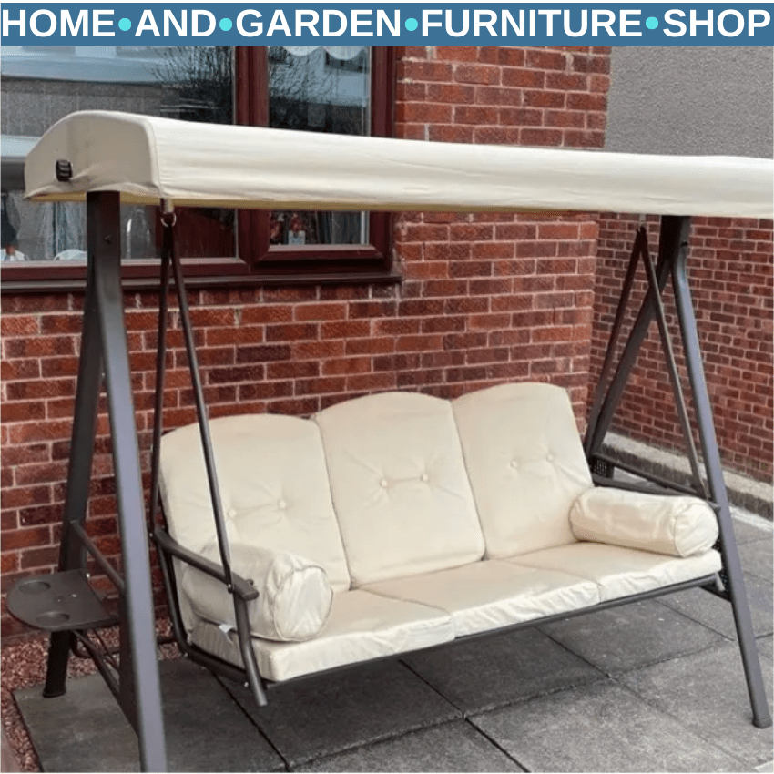 3 Seater Outdoor Garden Swing Chair with Steel Frame Patio Seat Bench w/ Canopy - Home and Garden Furniture Shop - rustic - furniture