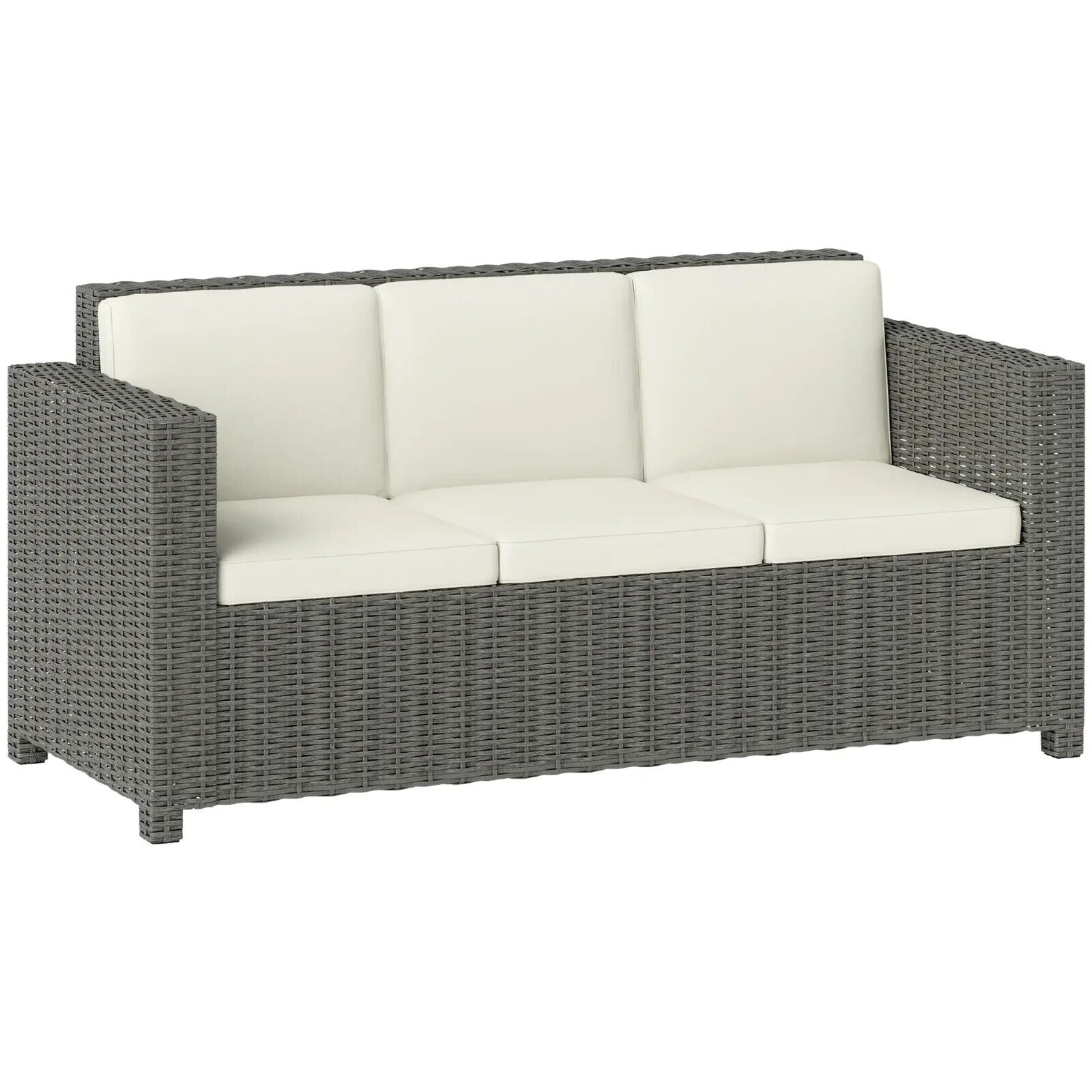 3 Seater Rattan Garden Sofa All Weather Wicker Chair with Cushions Metal Frame - Home and Garden Furniture Shop - #rustic - furniture#