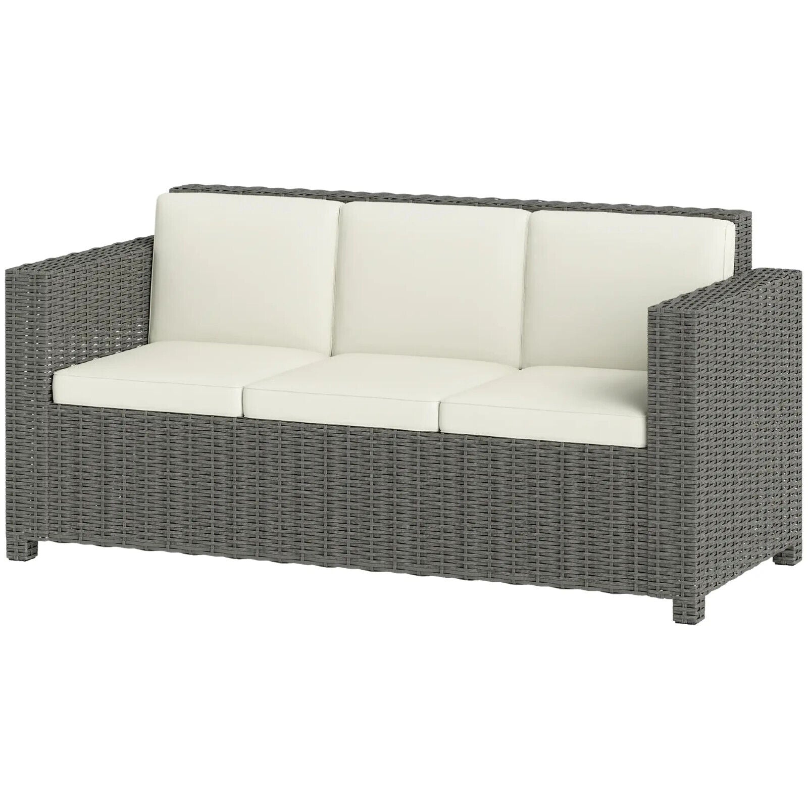 3 Seater Rattan Garden Sofa All Weather Wicker Chair with Cushions Metal Frame - Home and Garden Furniture Shop - #rustic - furniture#