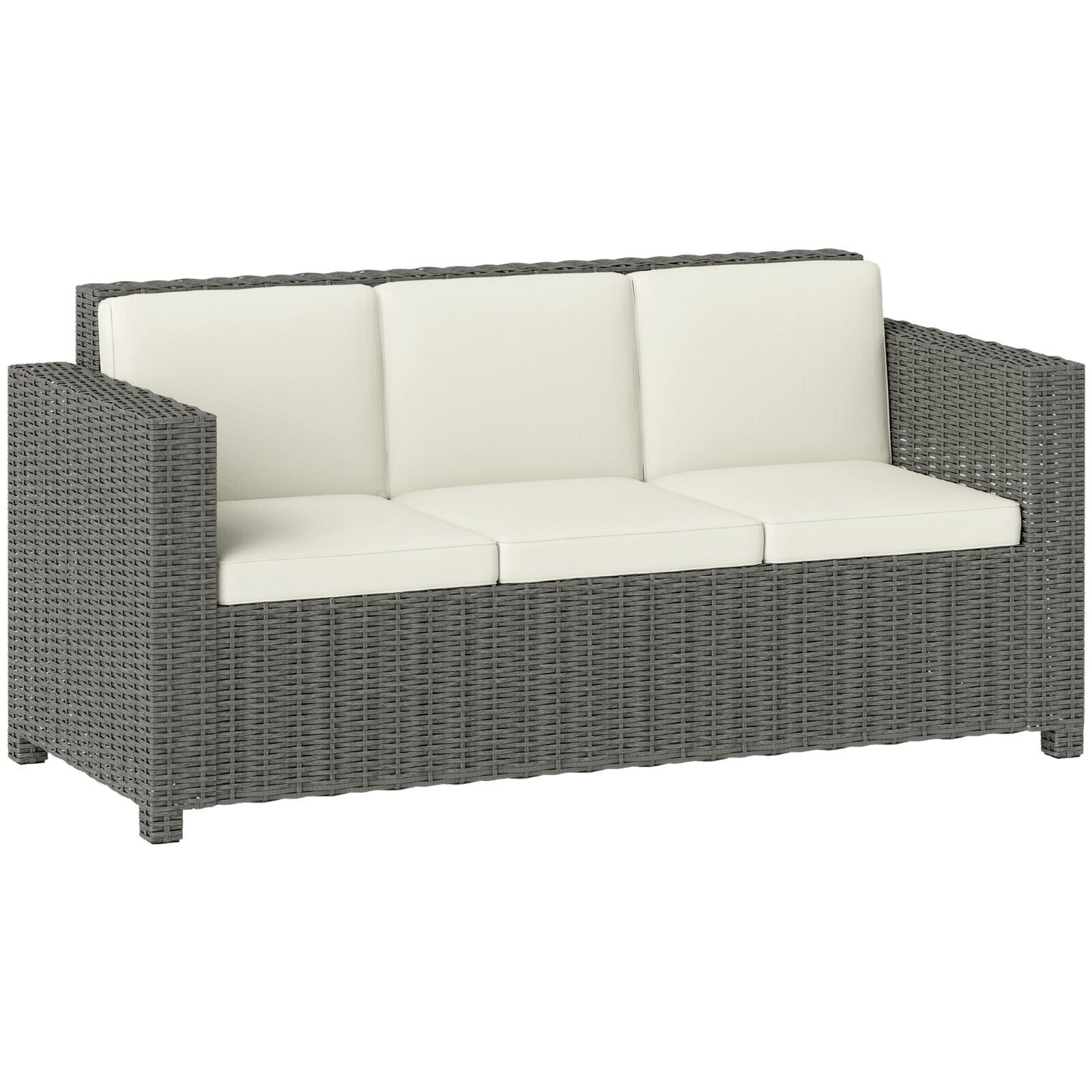 3 Seater Rattan Garden Sofa All Weather Wicker Chair with Cushions Metal Frame - Home and Garden Furniture Shop - #rustic - furniture#
