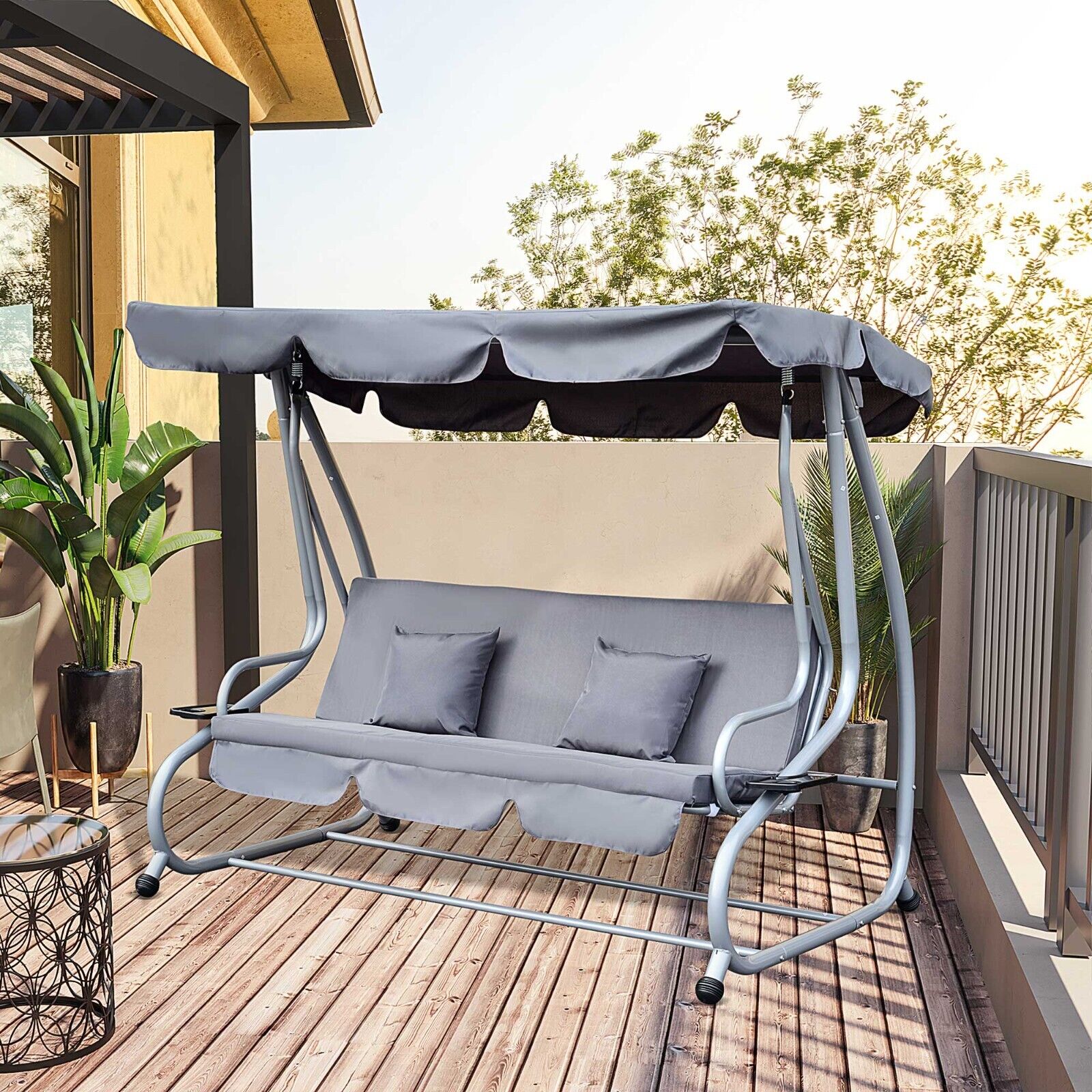 3 Seater Swing Bench Chair Adjustable Canopy Outdoor Patio Garden Swing Hammock - Home and Garden Furniture Shop - #rustic - furniture#