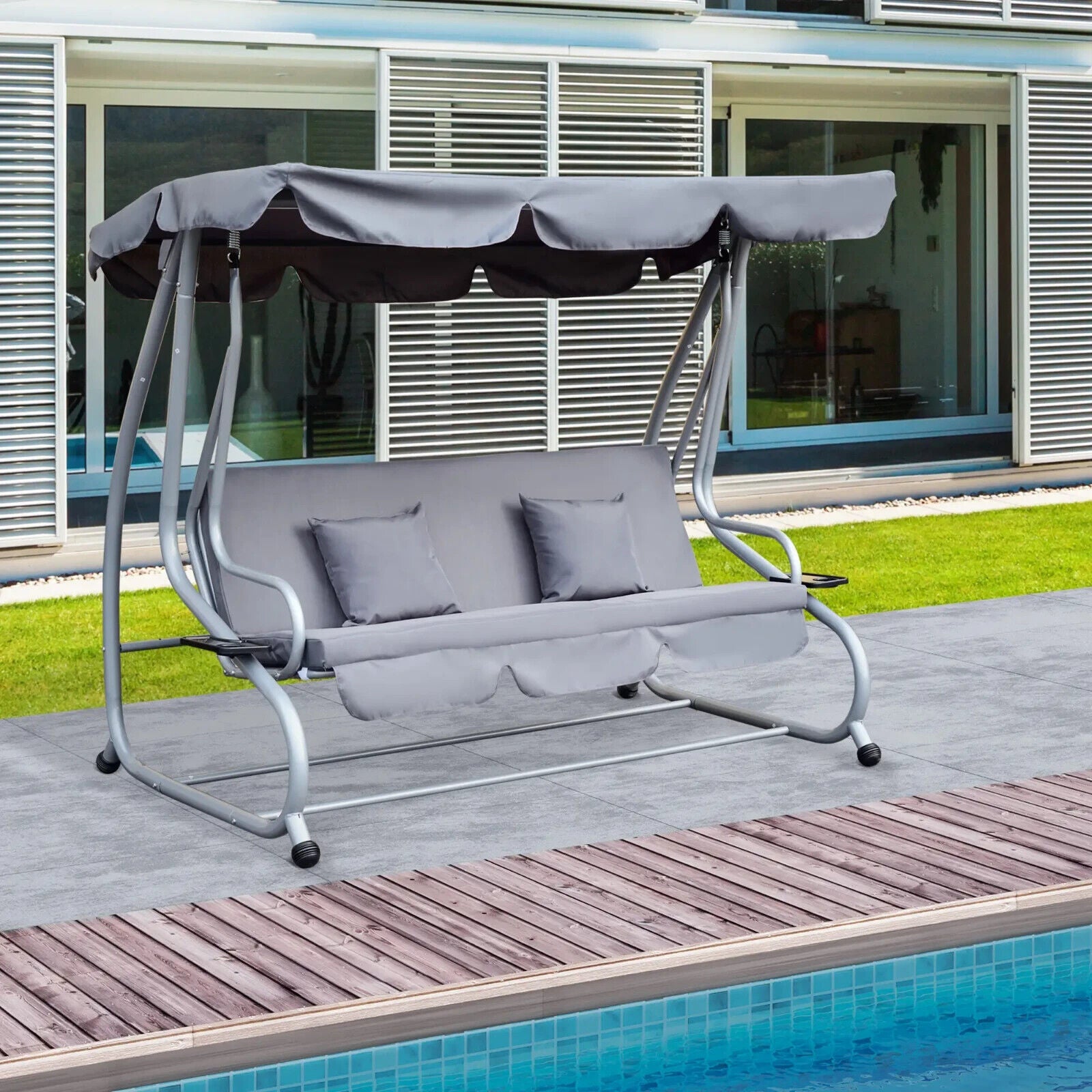 3 Seater Swing Bench Chair Adjustable Canopy Outdoor Patio Garden Swing Hammock - Home and Garden Furniture Shop - #rustic - furniture#