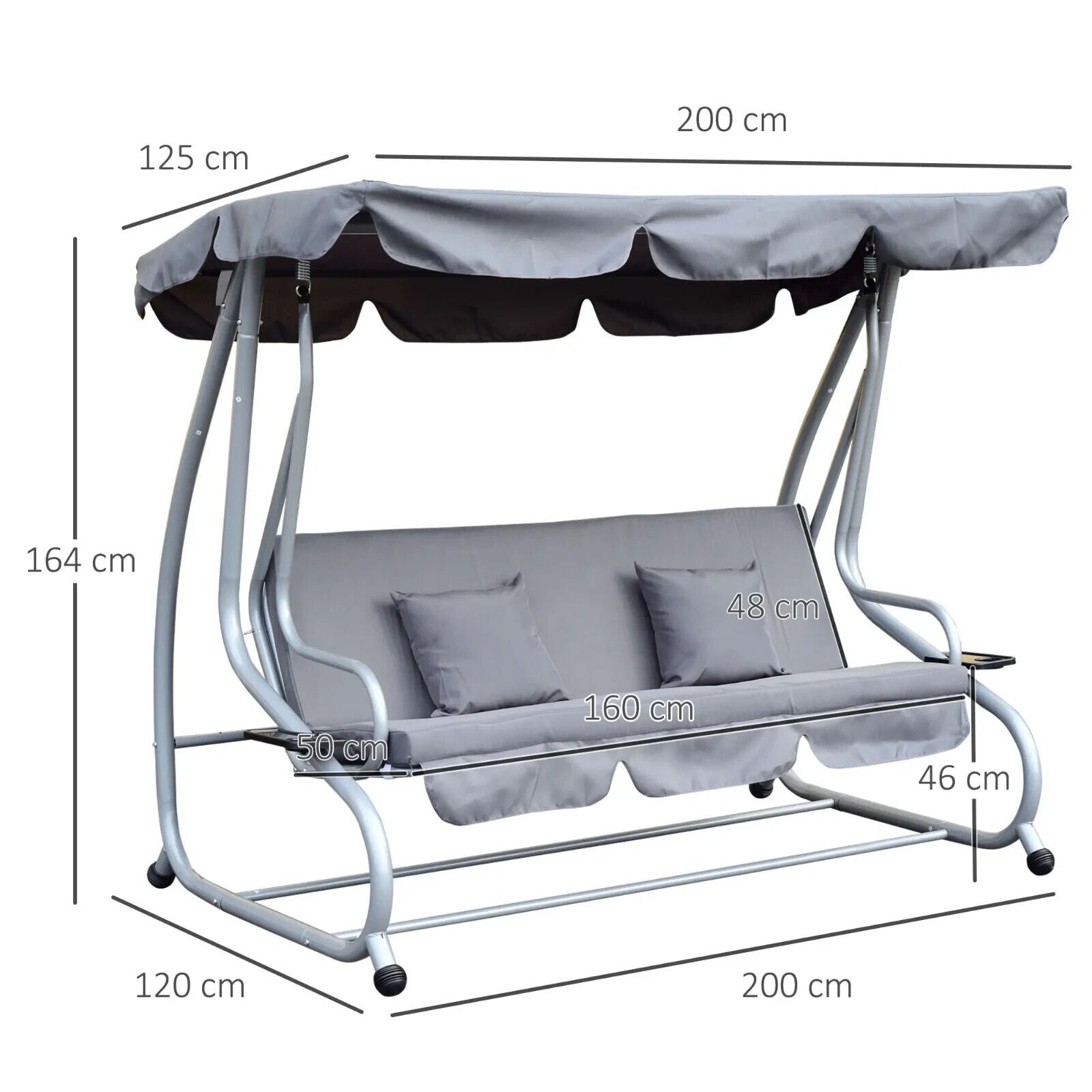3 Seater Swing Bench Chair Adjustable Canopy Outdoor Patio Garden Swing Hammock - Home and Garden Furniture Shop - #rustic - furniture#