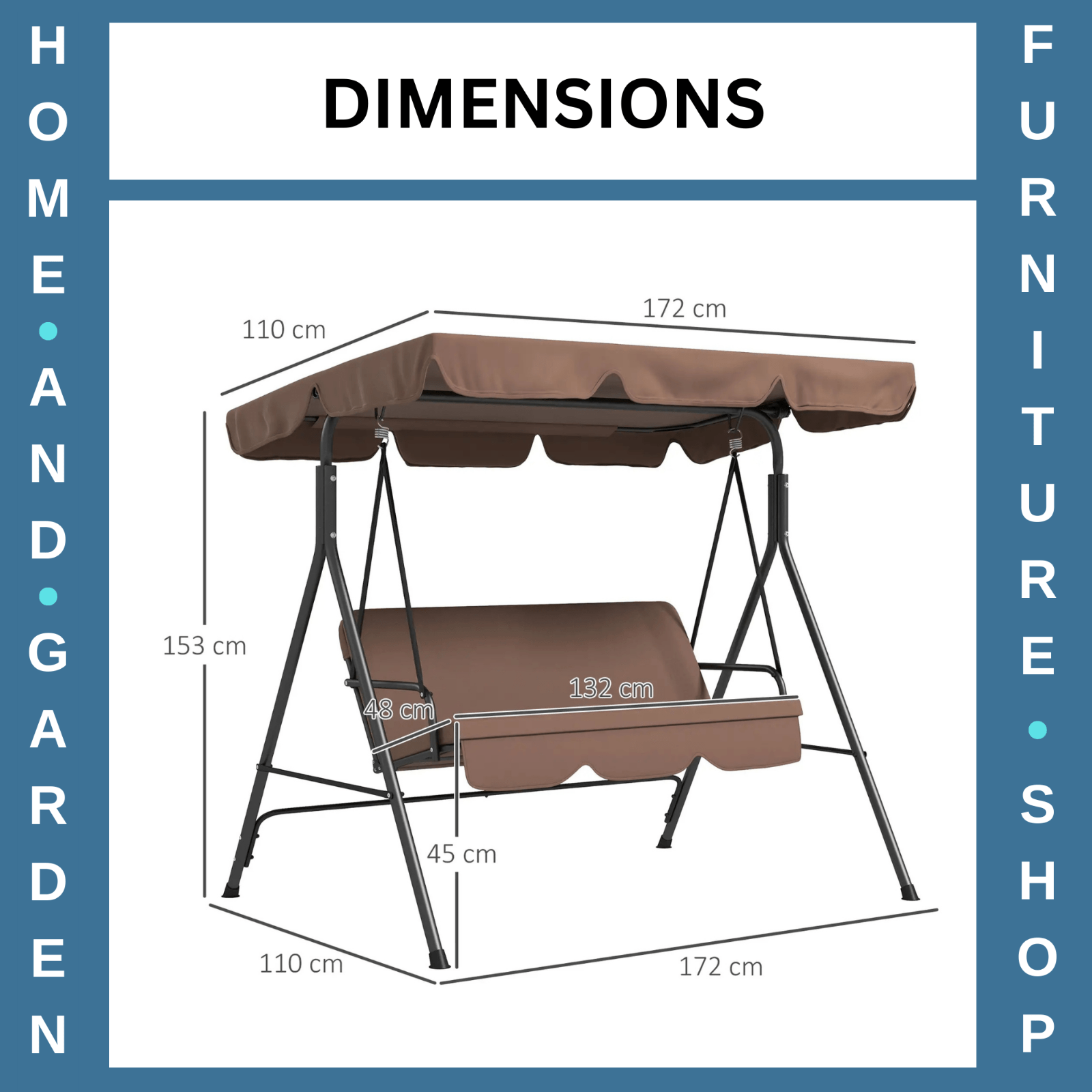 3 Seater Swing Chair w/ Adjustable Canopy Patio Hammock Bench Outdoor Seat - Home and Garden Furniture Shop - rustic - furniture