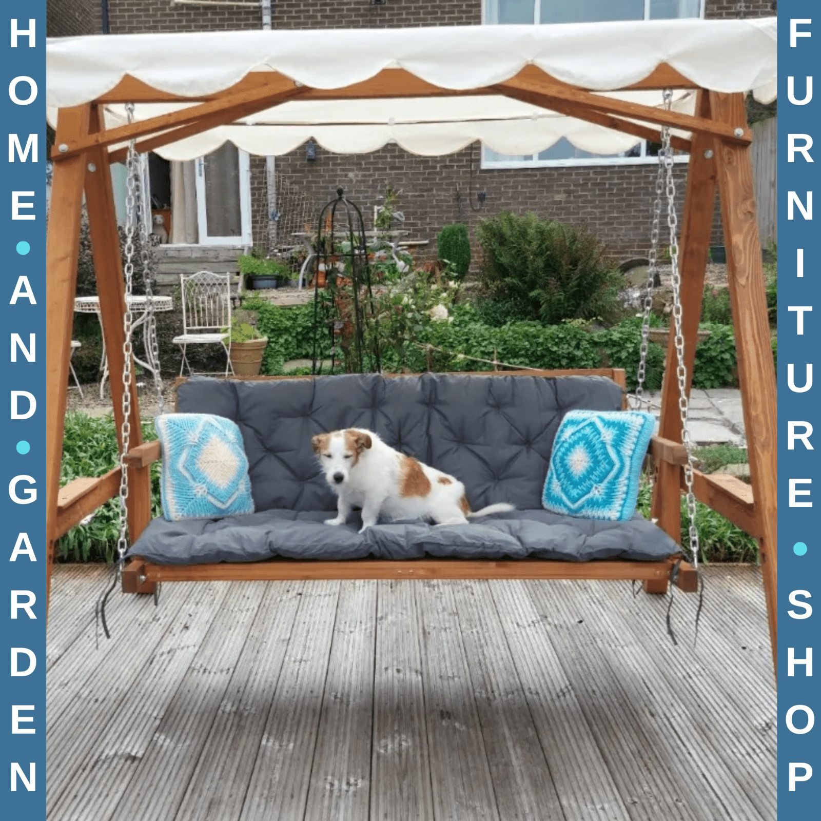 3 Seater Wooden Garden Swing Bench Outdoor Patio Chair w/ Backrest Canopy White - Home and Garden Furniture Shop - rustic - furniture