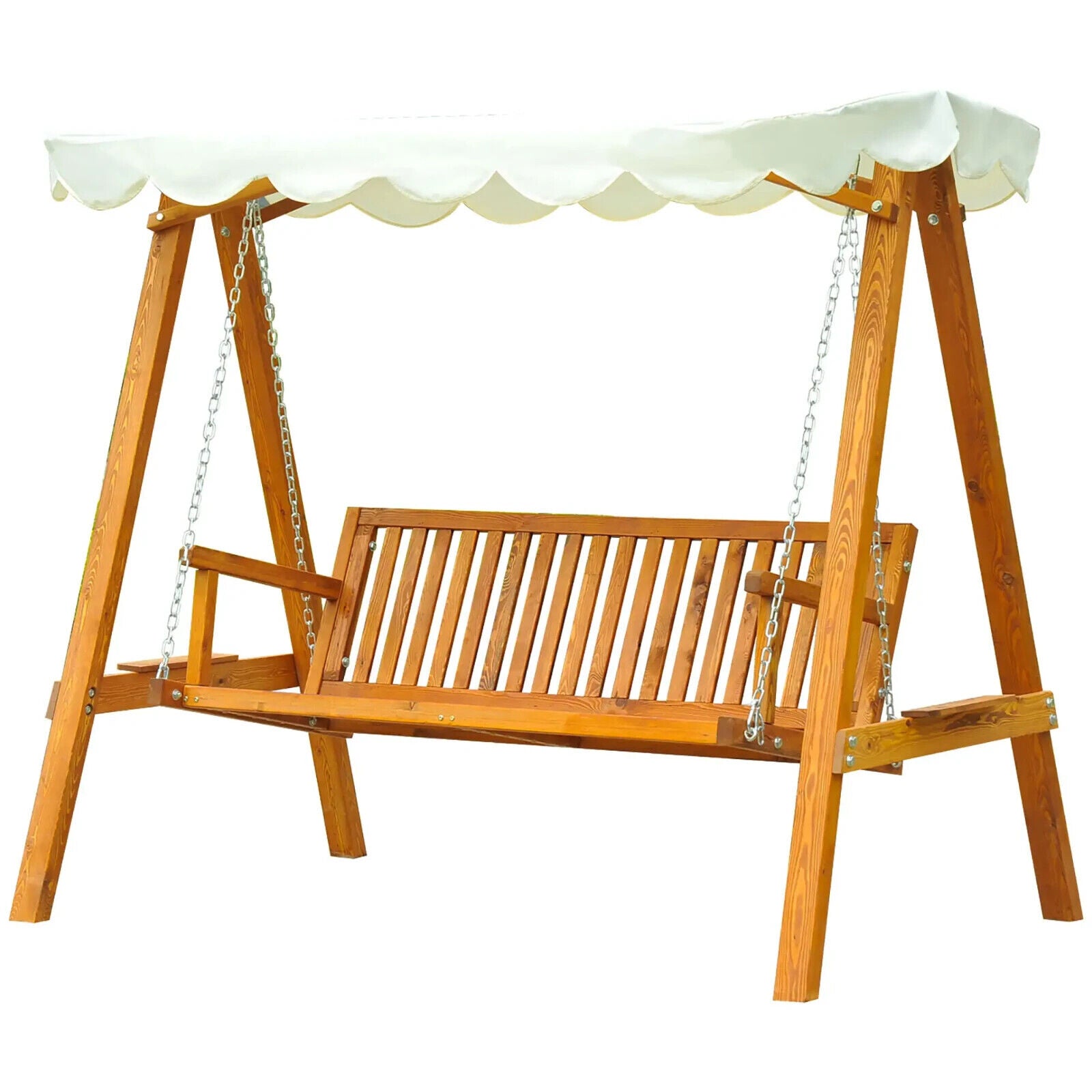 3 Seater Wooden Garden Swing Chair Seat Patio Swing Bench Hammock Bed Sun Canopy - Home and Garden Furniture Shop - #rustic - furniture#