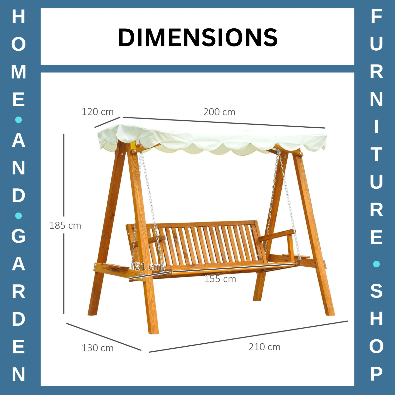 3 Seater Wooden Garden Swing Chair Seat Patio Swing Bench Hammock Bed Sun Canopy - Home and Garden Furniture Shop - #rustic - furniture#
