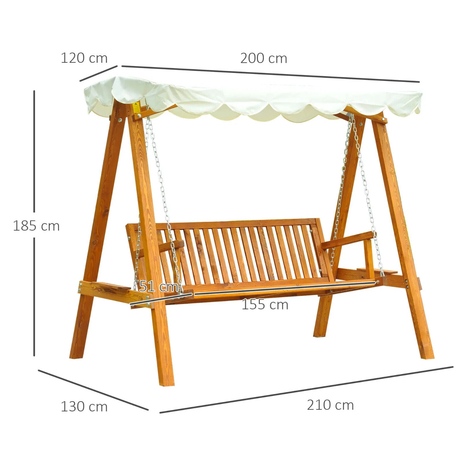 3 Seater Wooden Garden Swing Chair Seat Patio Swing Bench Hammock Bed Sun Canopy - Home and Garden Furniture Shop - #rustic - furniture#