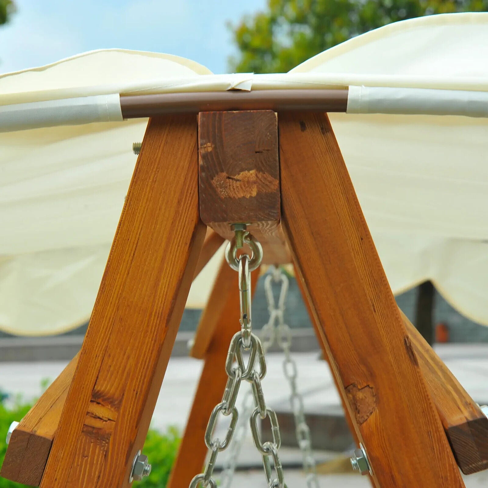 3 Seater Wooden Garden Swing Chair Seat Patio Swing Bench Hammock Bed Sun Canopy - Home and Garden Furniture Shop - #rustic - furniture#