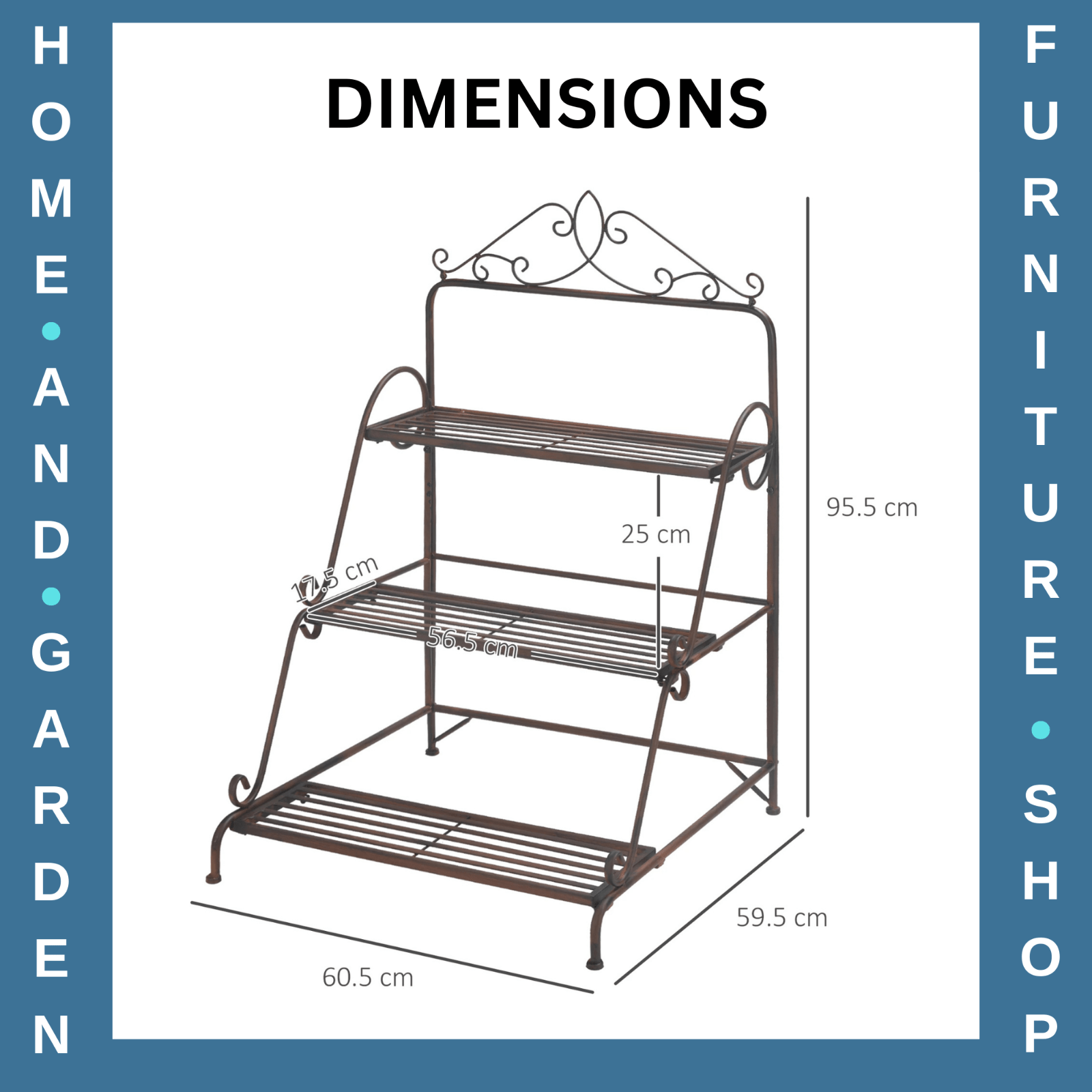 3 Tier Metal Plant Stand Flower Pot Holder Display Shelf For Indoor Outdoor - Home and Garden Furniture Shop - rustic - furniture