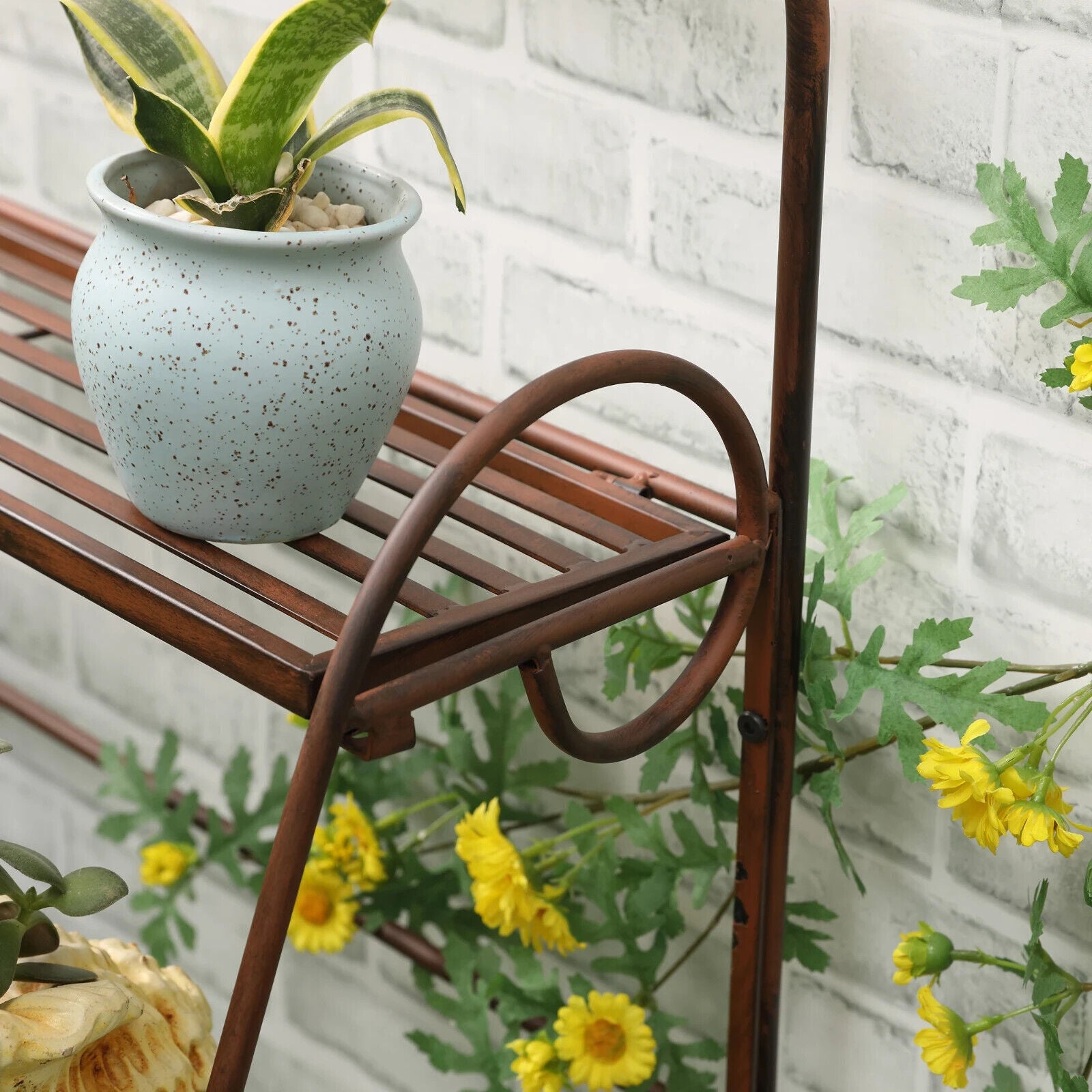 3 Tier Metal Plant Stand Flower Pot Holder Display Shelf For Indoor Outdoor - Home and Garden Furniture Shop - #rustic - furniture#
