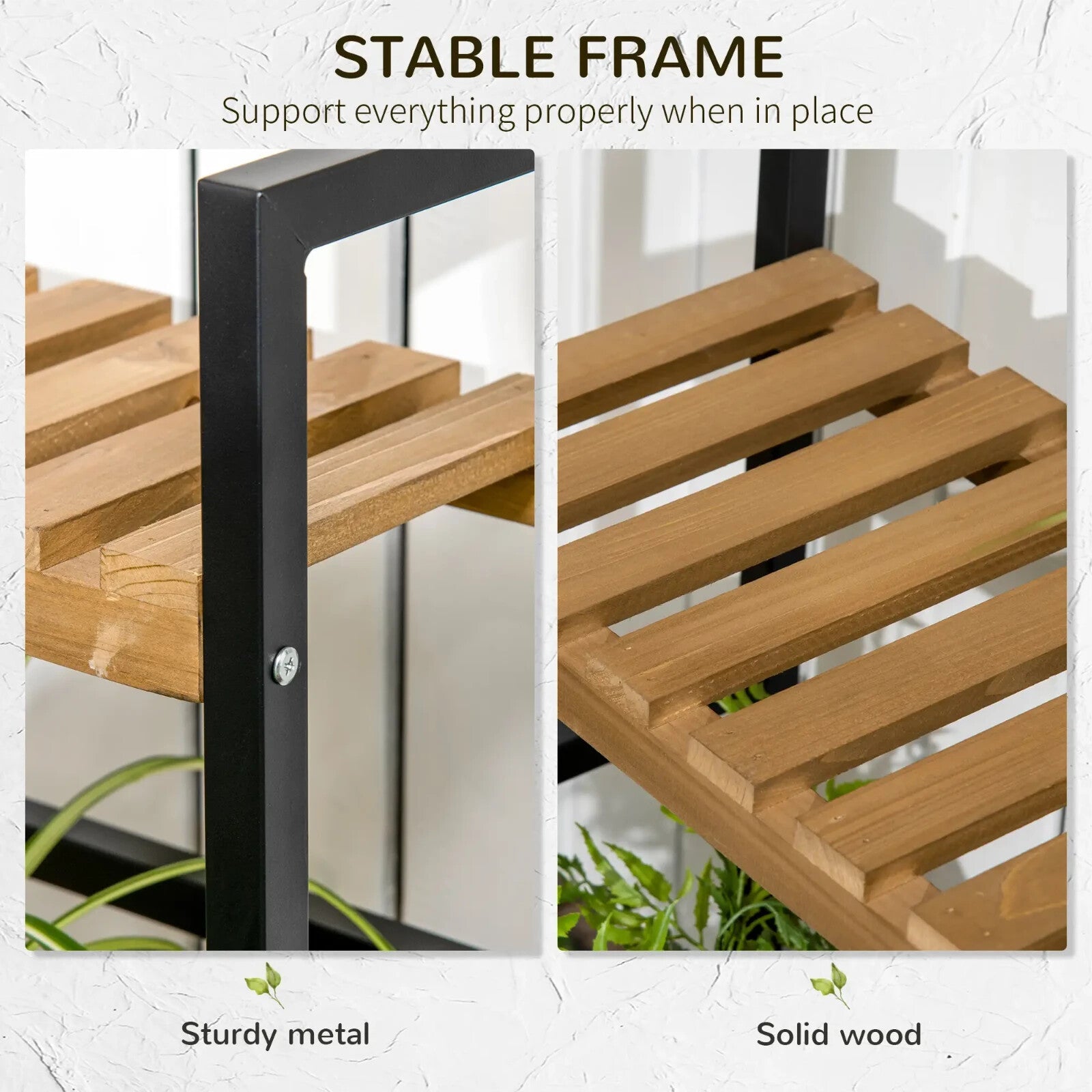 3 Tier Plant Stand w/ Hooks Indoor Outdoor Flower Rack Balcony Garden Shelf Unit - Home and Garden Furniture Shop - rustic - furniture