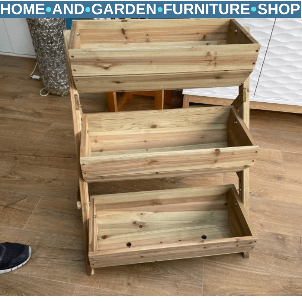 3 Tier Raised Garden Bed Wooden Elevated Planter Grow Box for Herbs Outdoor - Home and Garden Furniture Shop - rustic - furniture