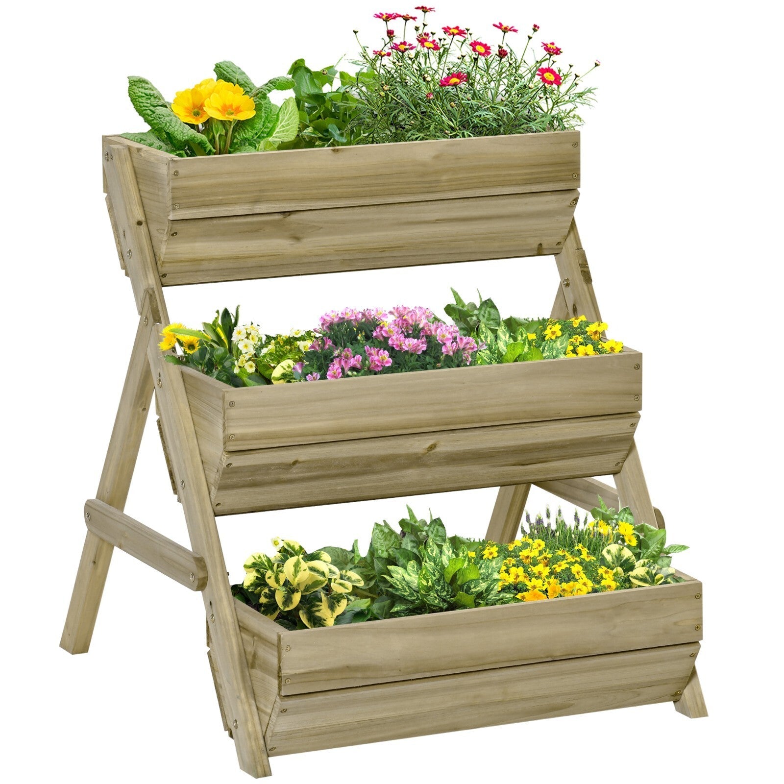 3 Tier Raised Garden Bed Wooden Elevated Planter Grow Box for Herbs Outdoor - Home and Garden Furniture Shop - rustic - furniture