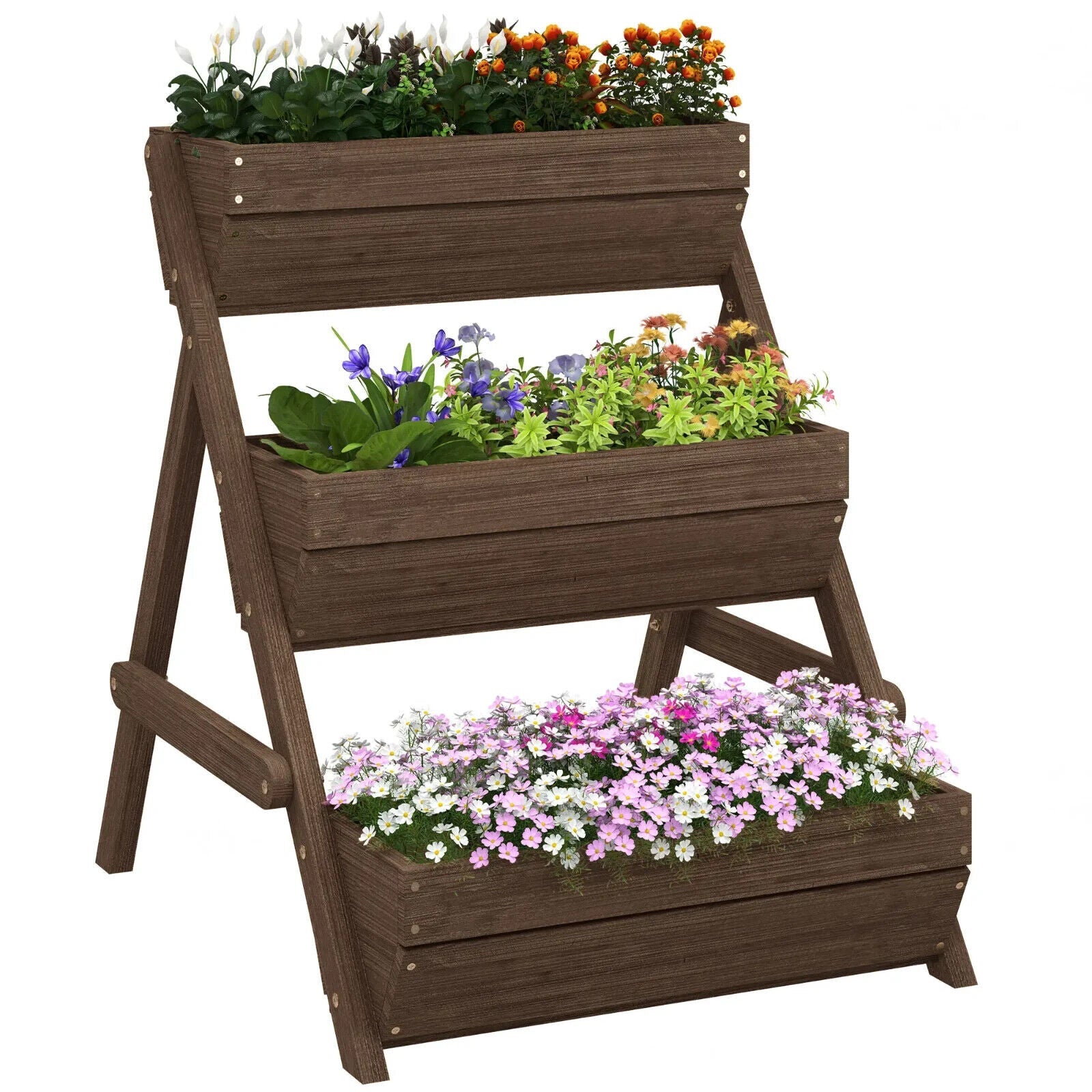 3 Tier Raised Garden Bed Wooden Planter Box Kit 66L for Flowers Vegetables Herbs - Home and Garden Furniture Shop - #rustic - furniture#