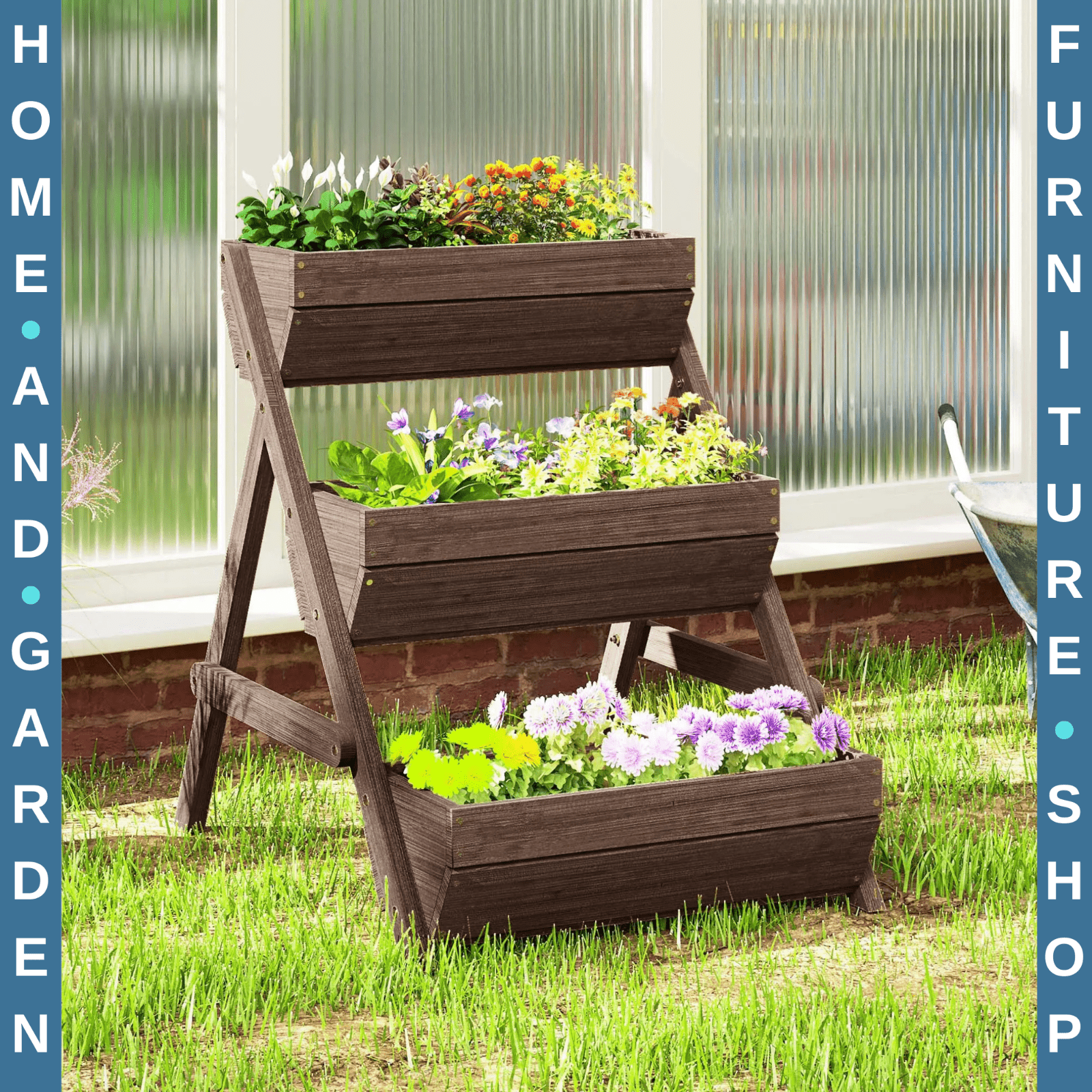 3 Tier Raised Garden Bed Wooden Planter Box Kit 66L for Flowers Vegetables Herbs - Home and Garden Furniture Shop - #rustic - furniture#