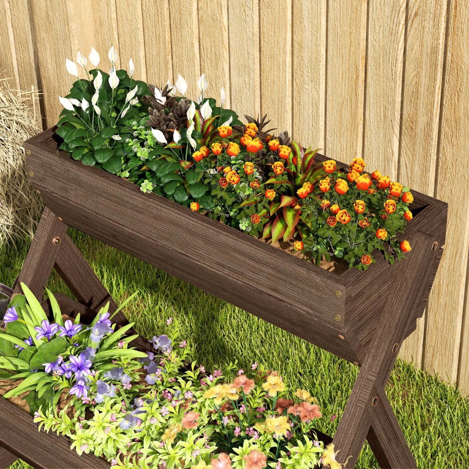 3 Tier Raised Garden Bed Wooden Planter Box Kit 66L for Flowers Vegetables Herbs - Home and Garden Furniture Shop - #rustic - furniture#