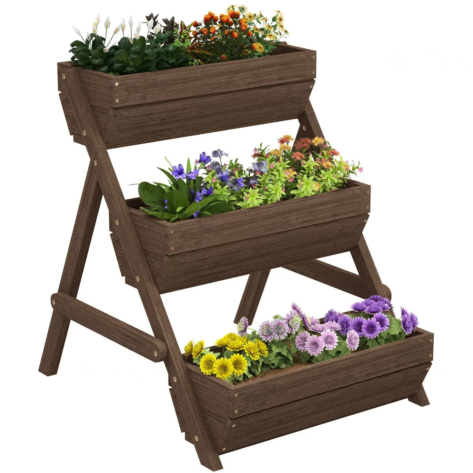3 Tier Raised Garden Bed Wooden Planter Box Kit 66L for Flowers Vegetables Herbs - Home and Garden Furniture Shop - #rustic - furniture#